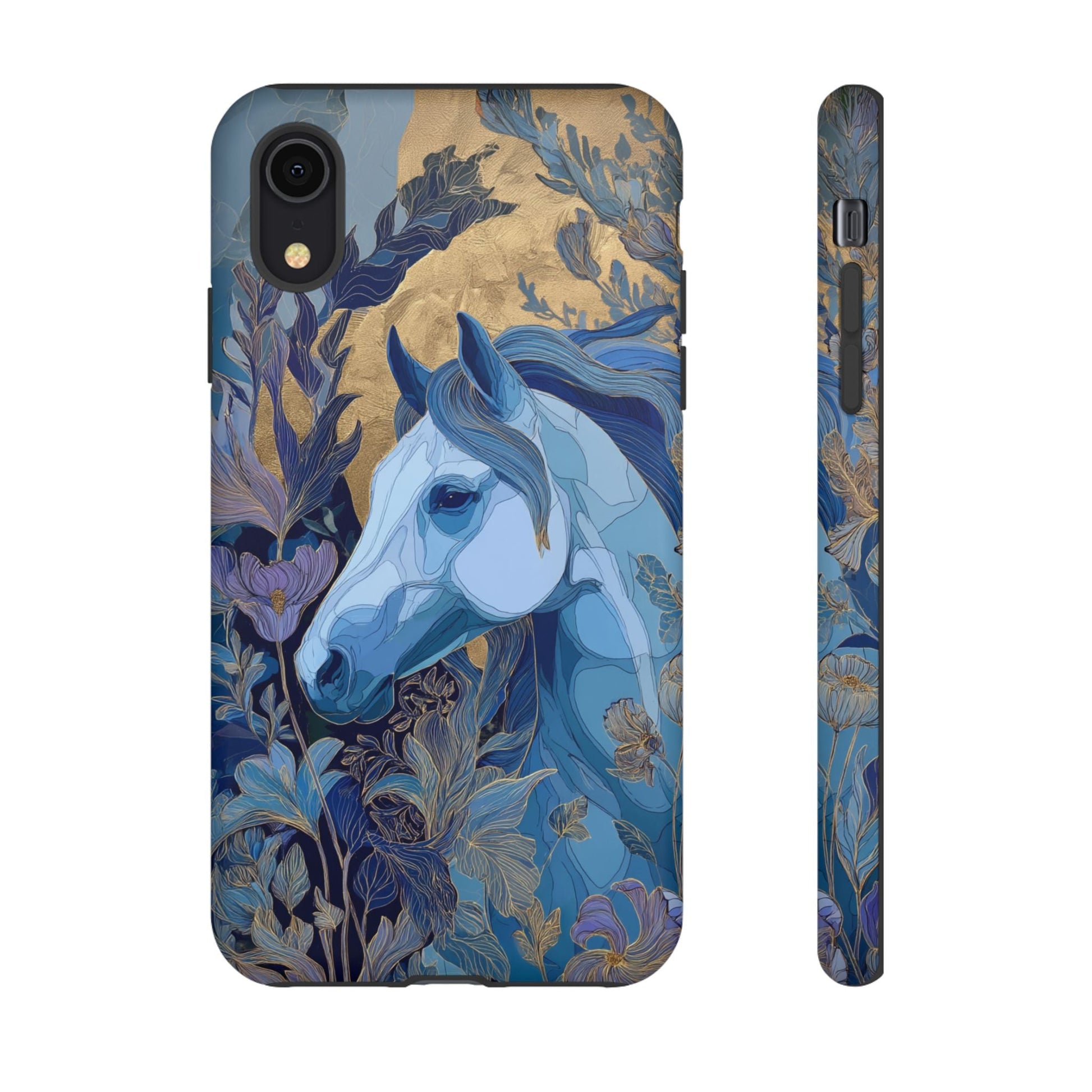 Elegant Horse iPhone Case - Floral Design With White Horse, Unique Gift - FlooredByArt