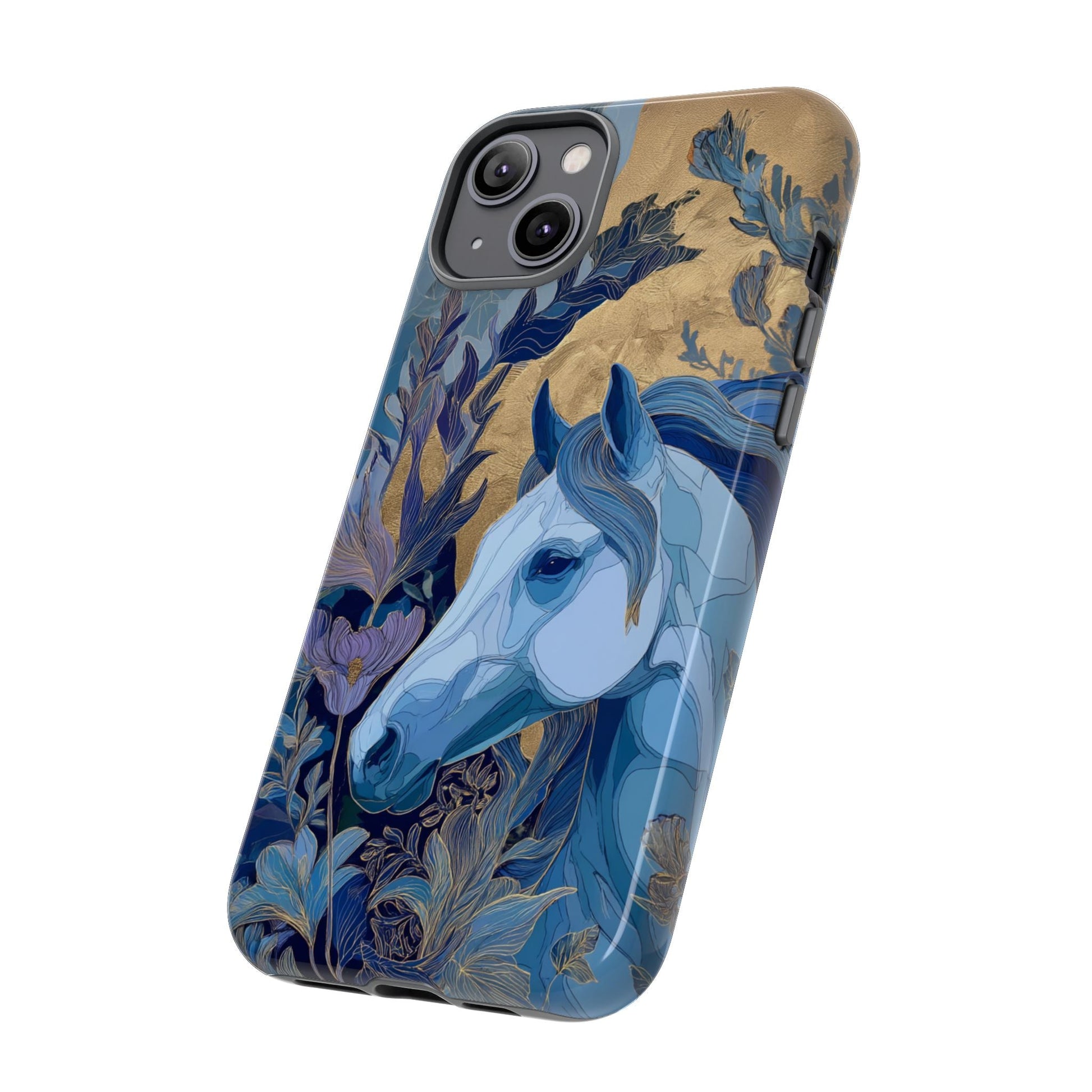 Elegant Horse iPhone Case - Floral Design With White Horse, Unique Gift - FlooredByArt