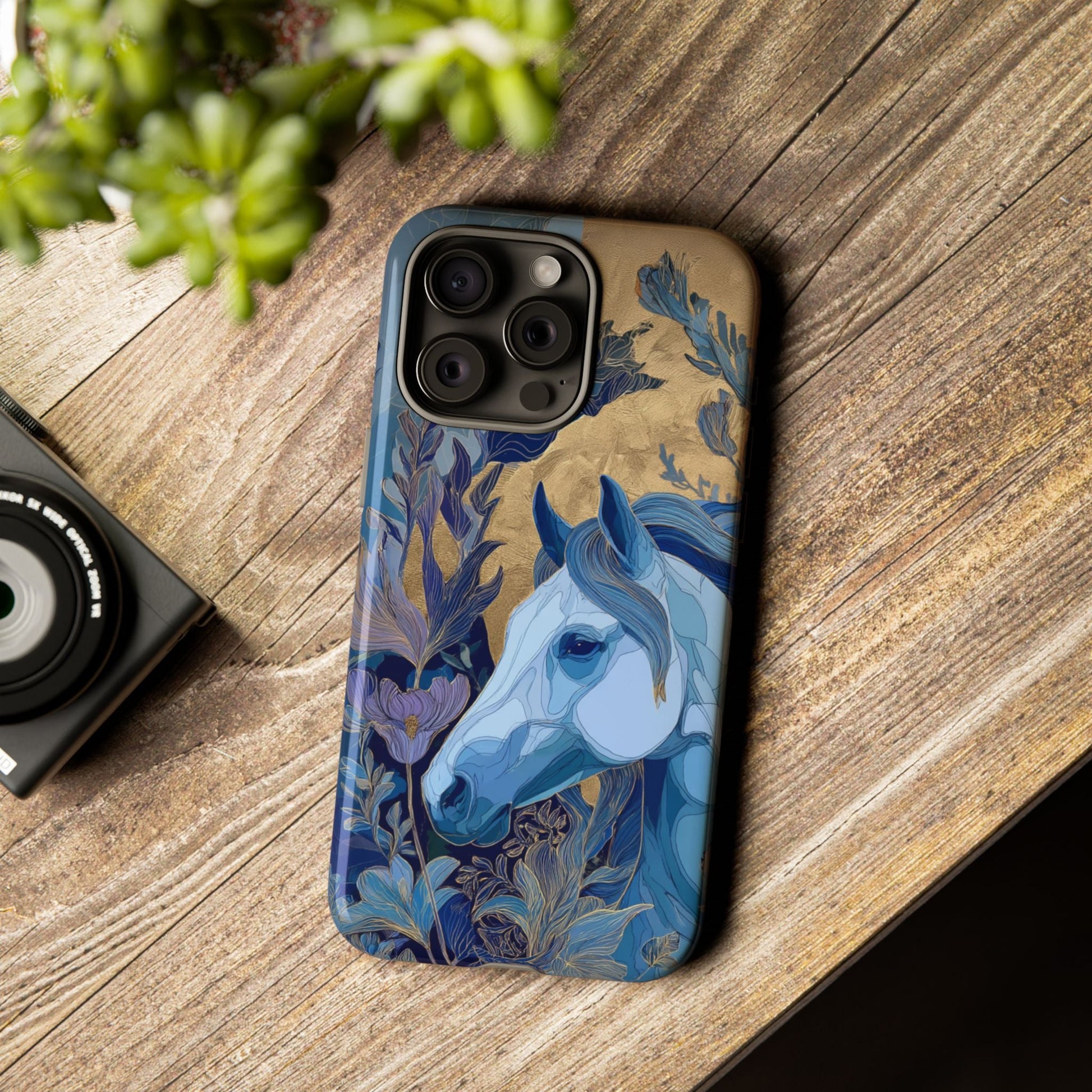 Elegant Horse iPhone Case - Floral Design With White Horse, Unique Gift - FlooredByArt