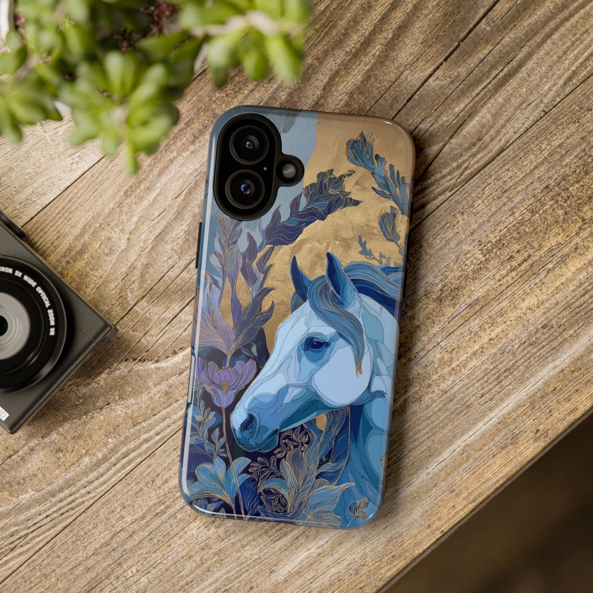 Elegant Horse iPhone Case - Floral Design With White Horse, Unique Gift - FlooredByArt