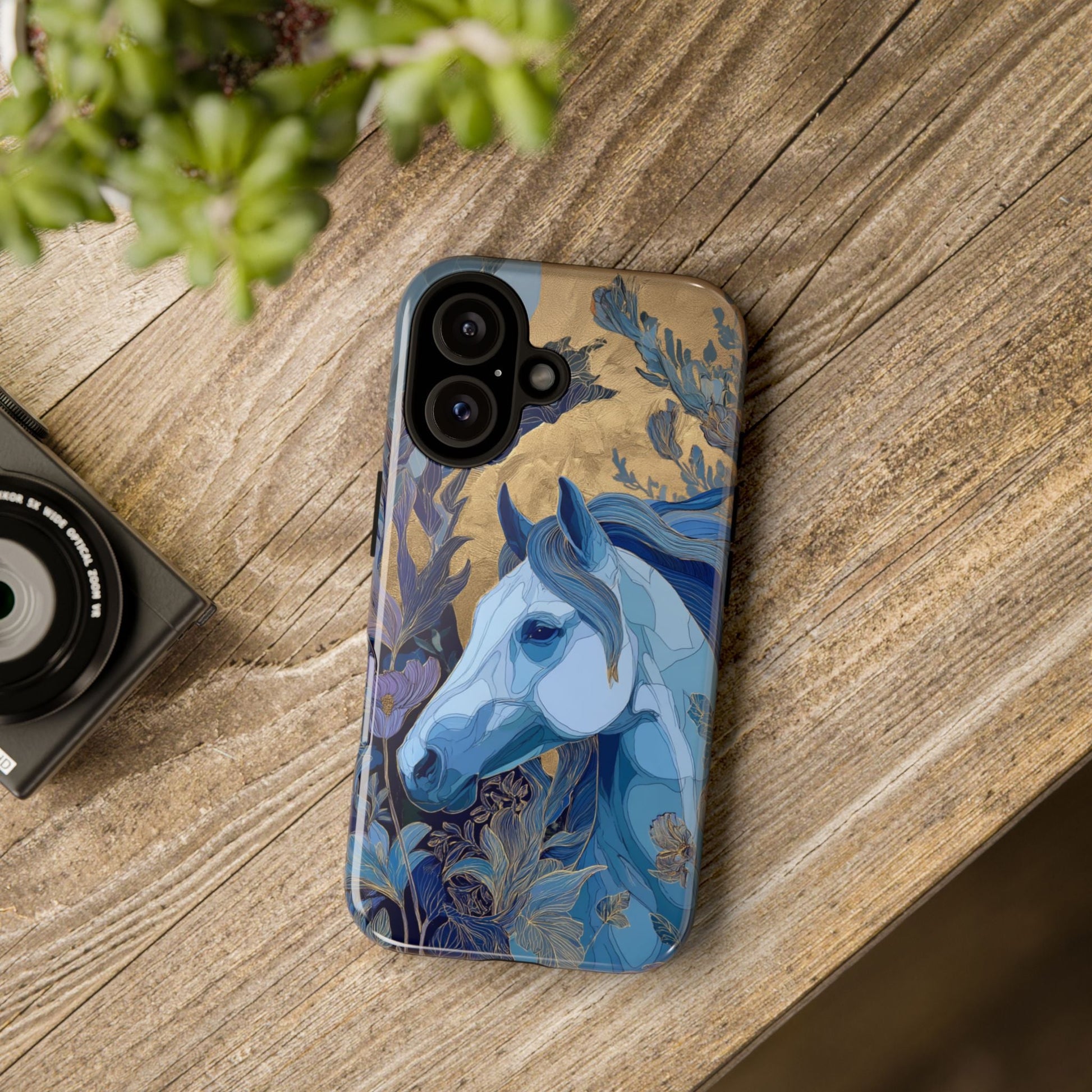 Elegant Horse iPhone Case - Floral Design With White Horse, Unique Gift - FlooredByArt