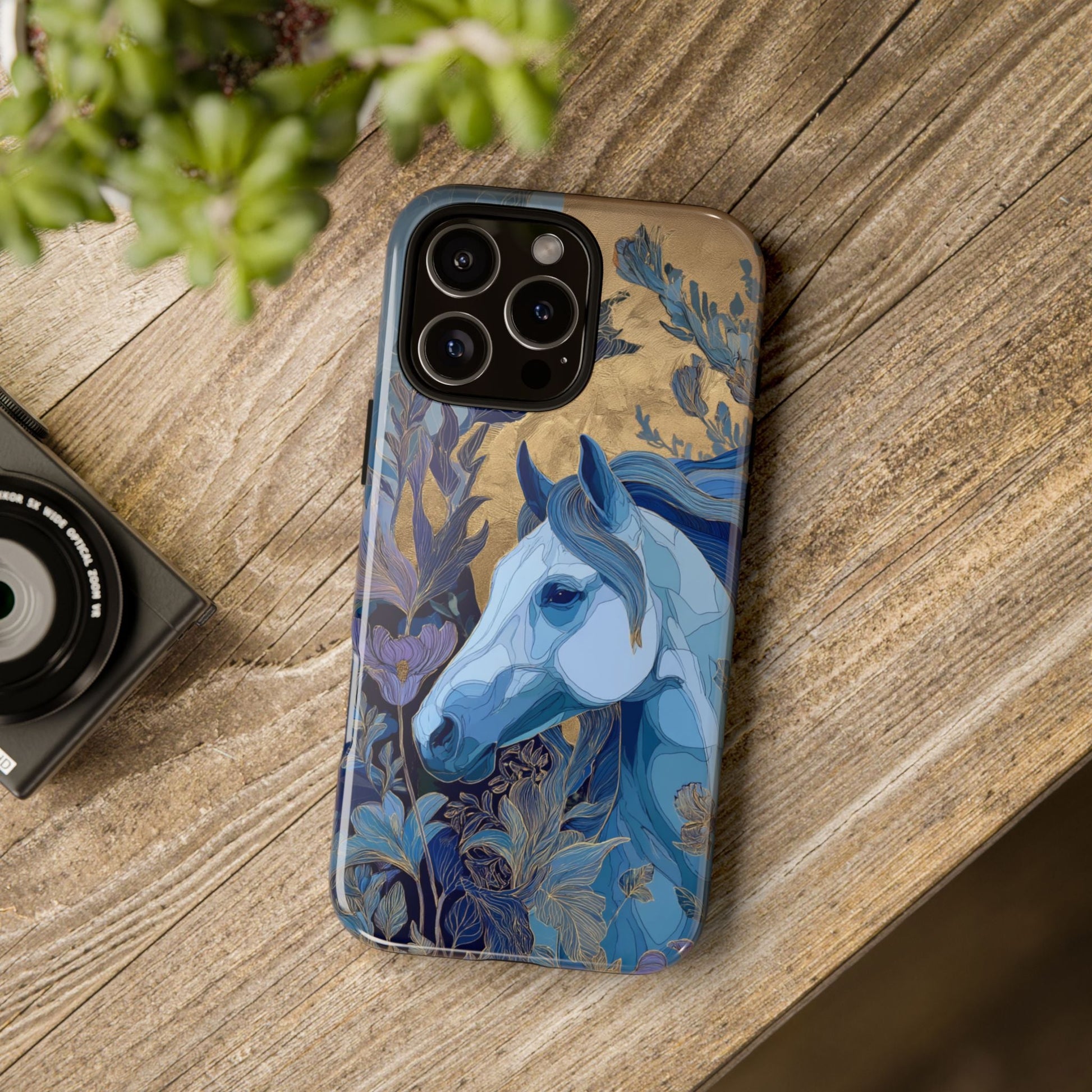 Elegant Horse iPhone Case - Floral Design With White Horse, Unique Gift - FlooredByArt