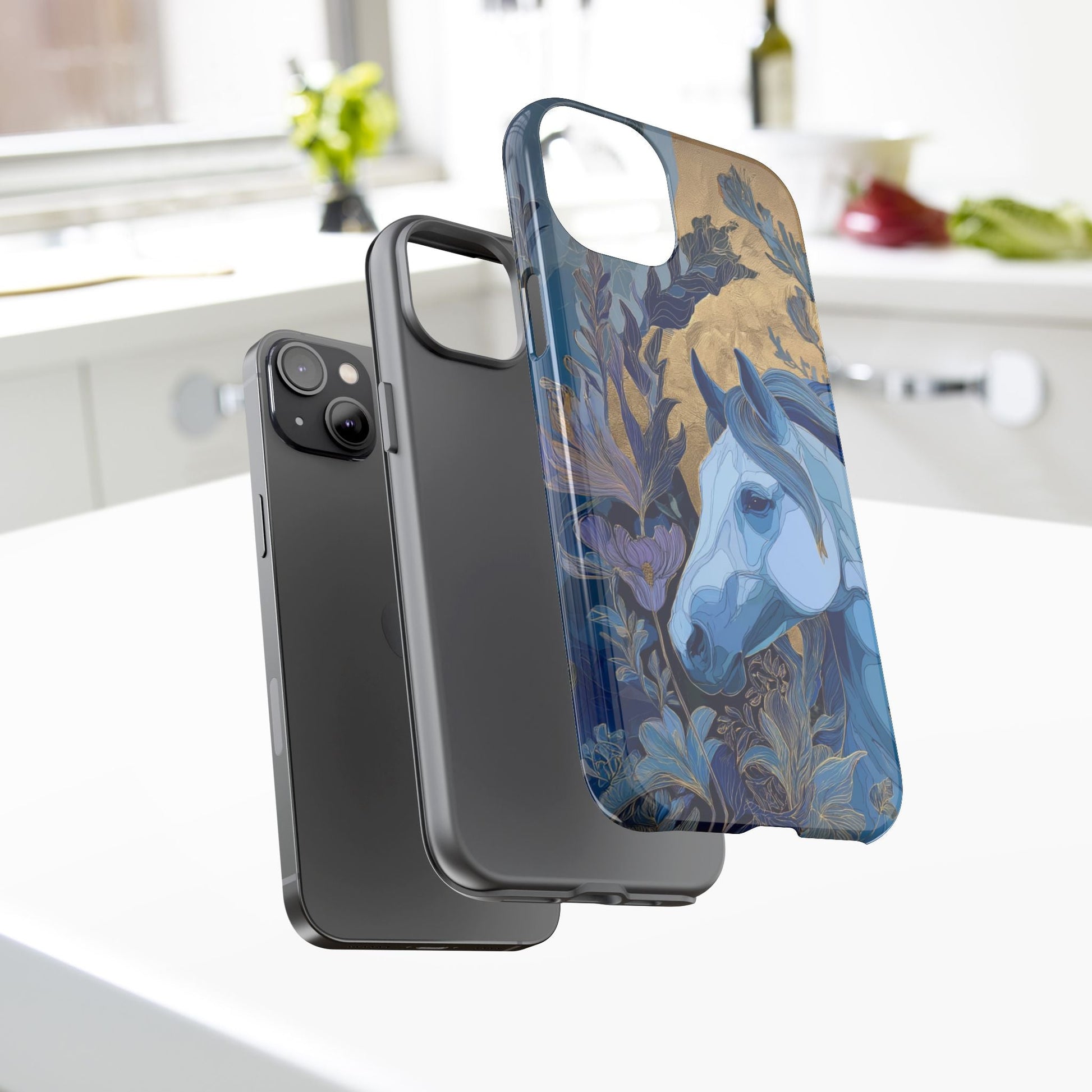 Elegant Horse iPhone Case - Floral Design With White Horse, Unique Gift - FlooredByArt