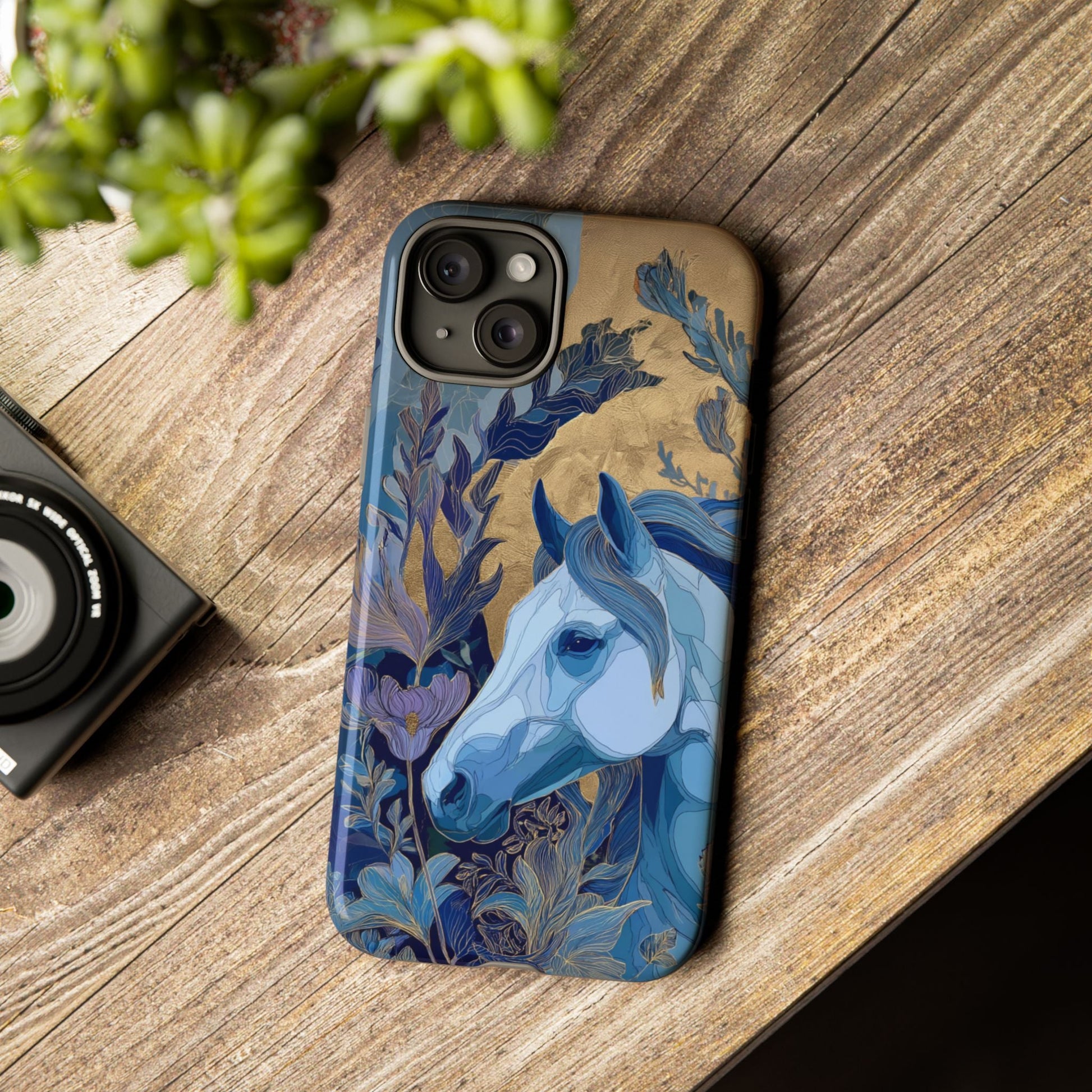 Elegant Horse iPhone Case - Floral Design With White Horse, Unique Gift - FlooredByArt