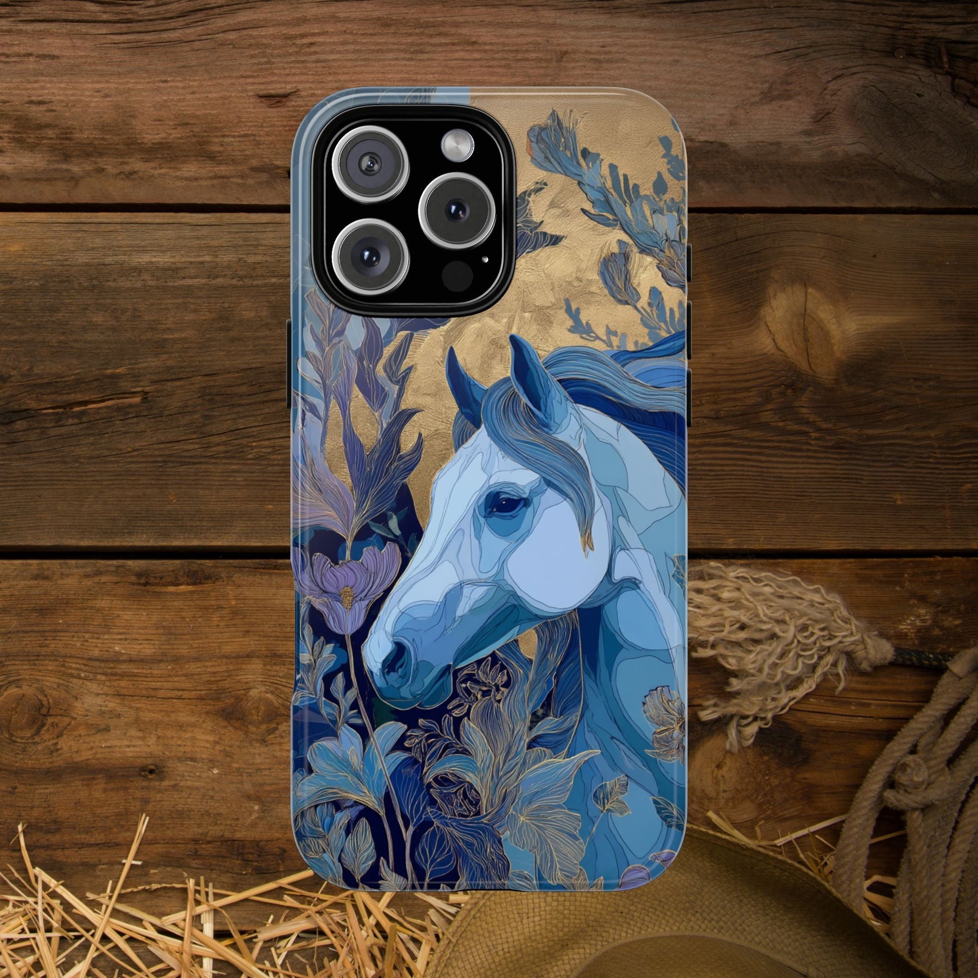 Elegant Horse iPhone Case - Floral Design With White Horse, Unique Gift - FlooredByArt