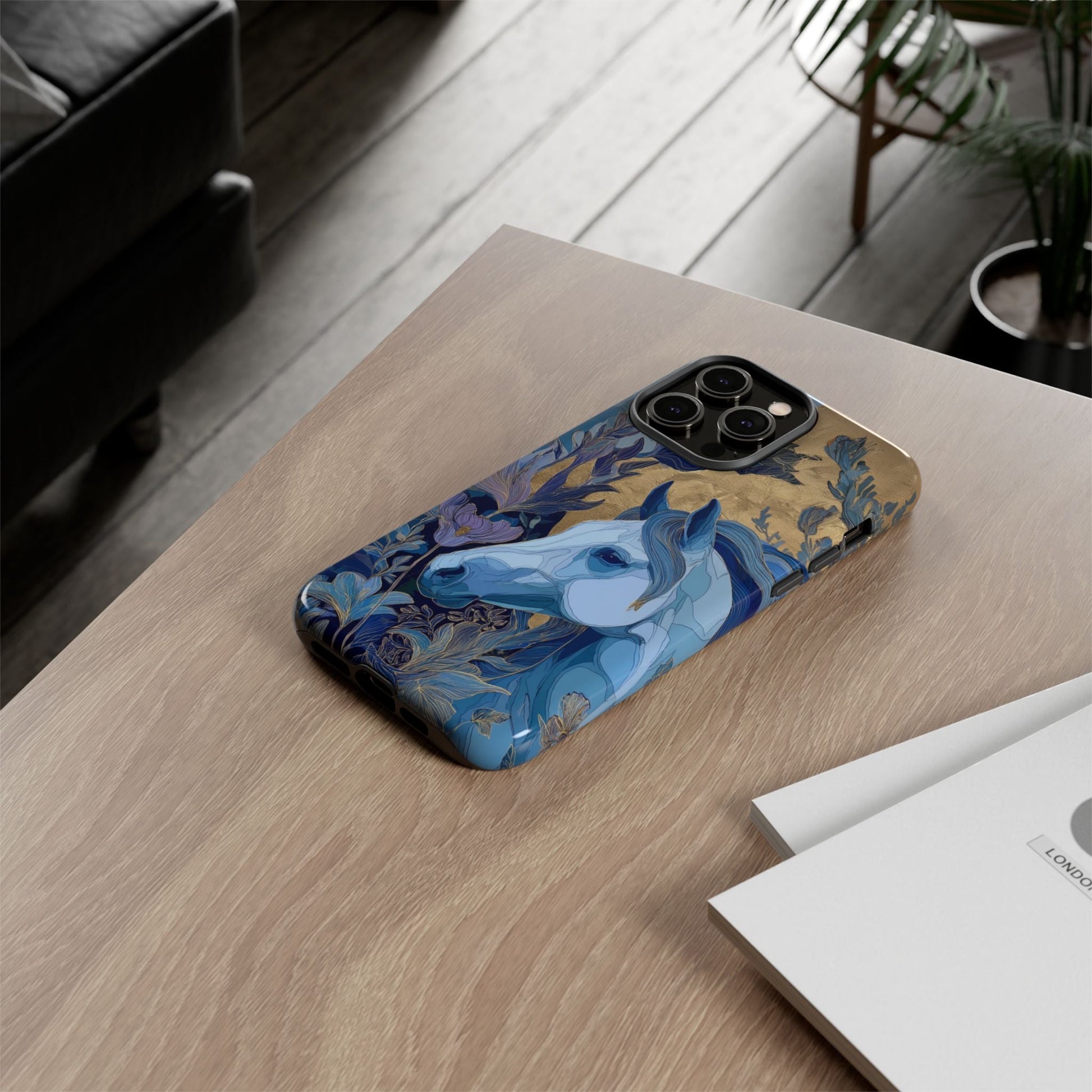 Elegant Horse iPhone Case - Floral Design With White Horse, Unique Gift - FlooredByArt