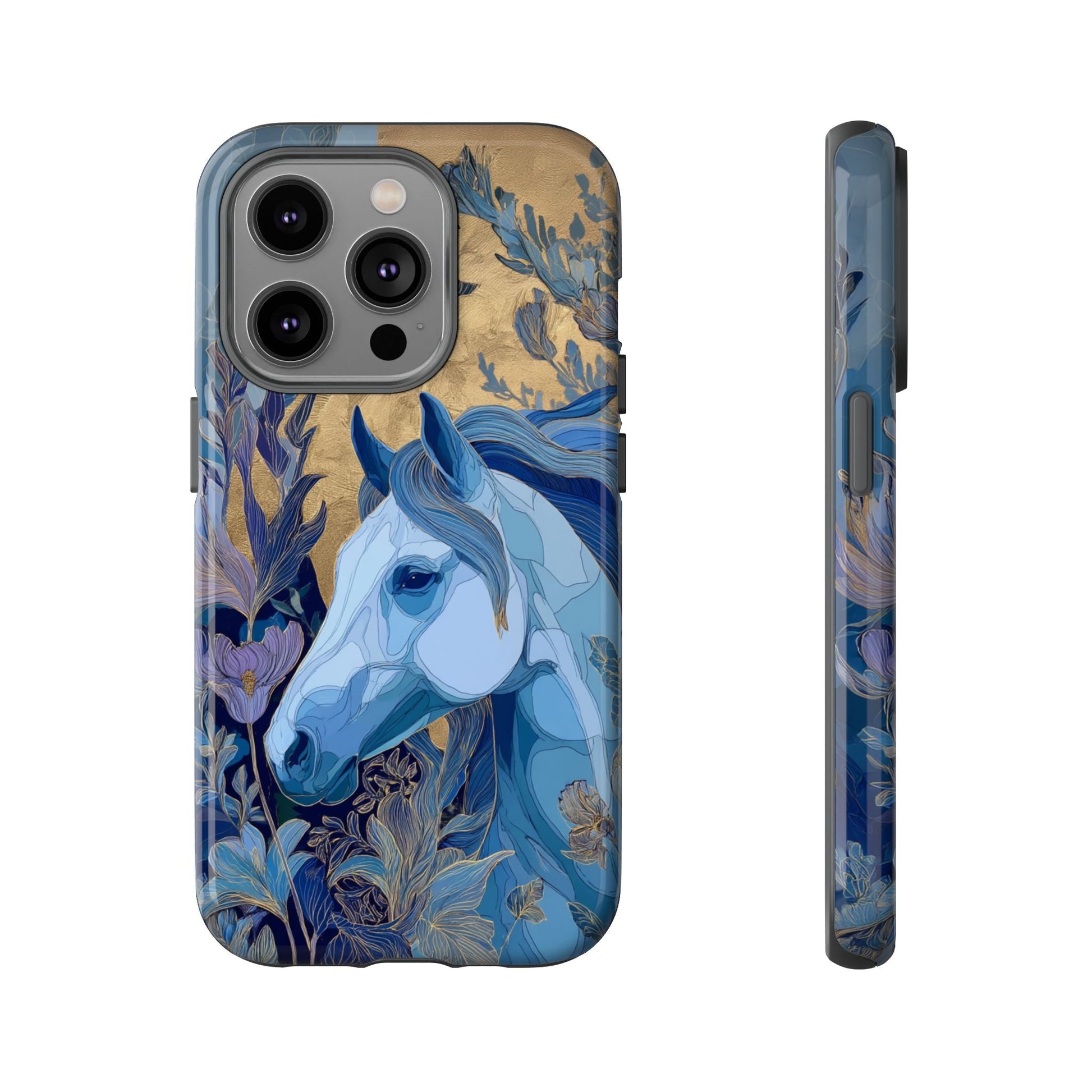 Elegant Horse iPhone Case - Floral Design With White Horse, Unique Gift - FlooredByArt