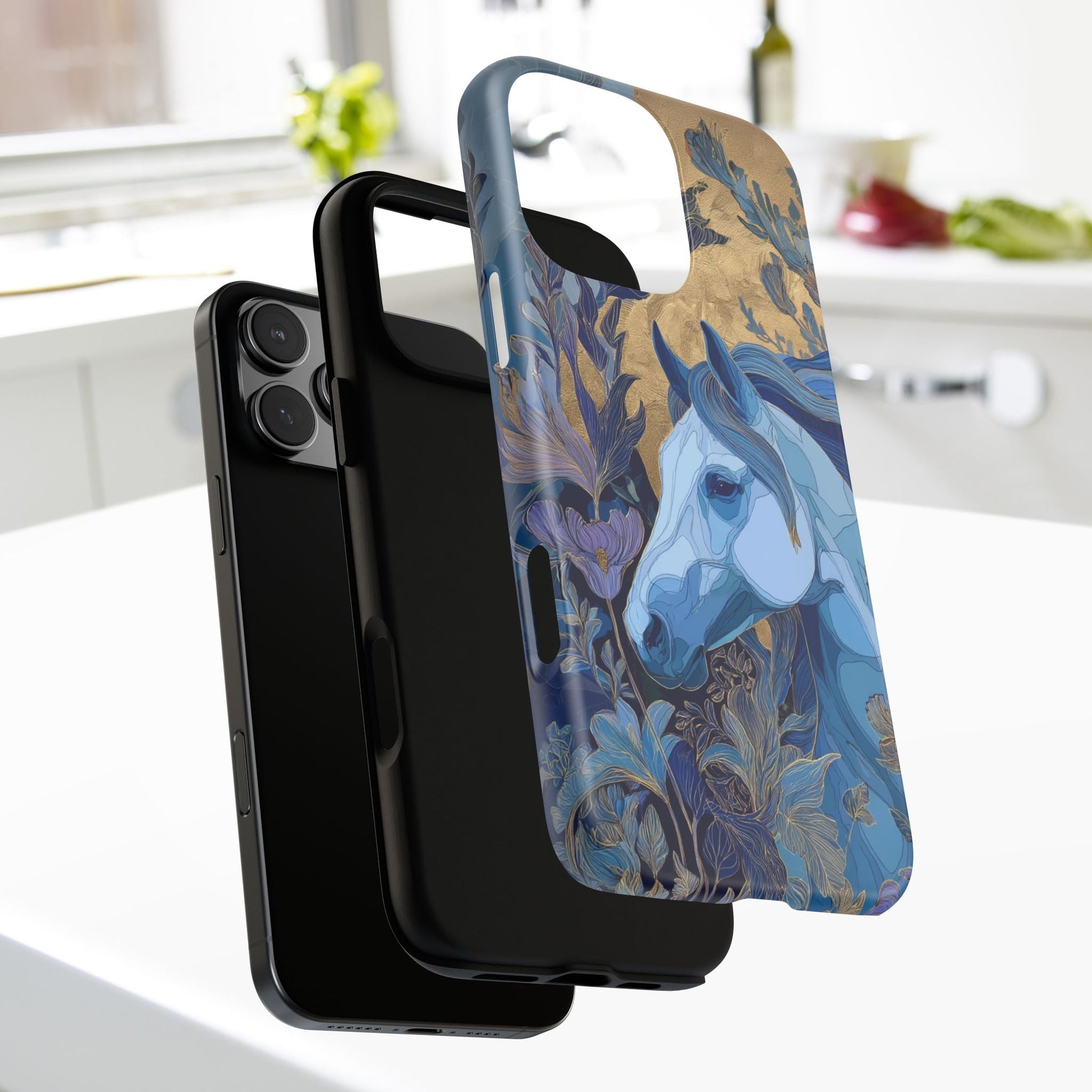 Elegant Horse iPhone Case - Floral Design With White Horse, Unique Gift - FlooredByArt
