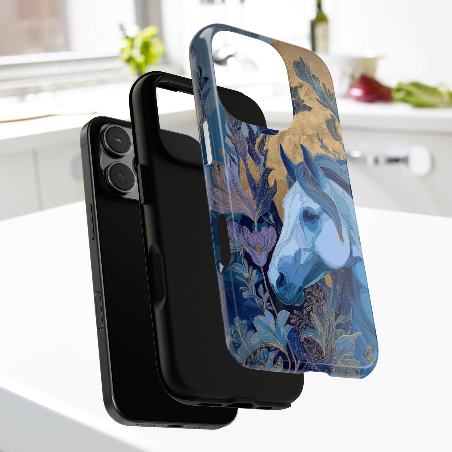 Elegant Horse iPhone Case - Floral Design With White Horse, Unique Gift - FlooredByArt