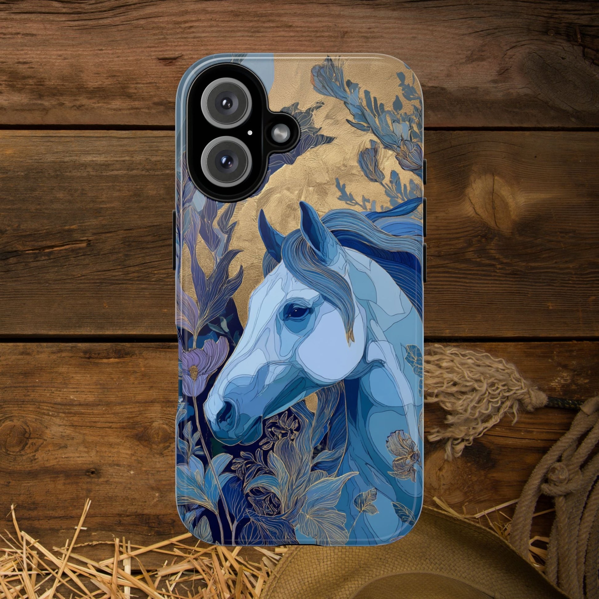 Elegant Horse iPhone Case - Floral Design With White Horse, Unique Gift - FlooredByArt