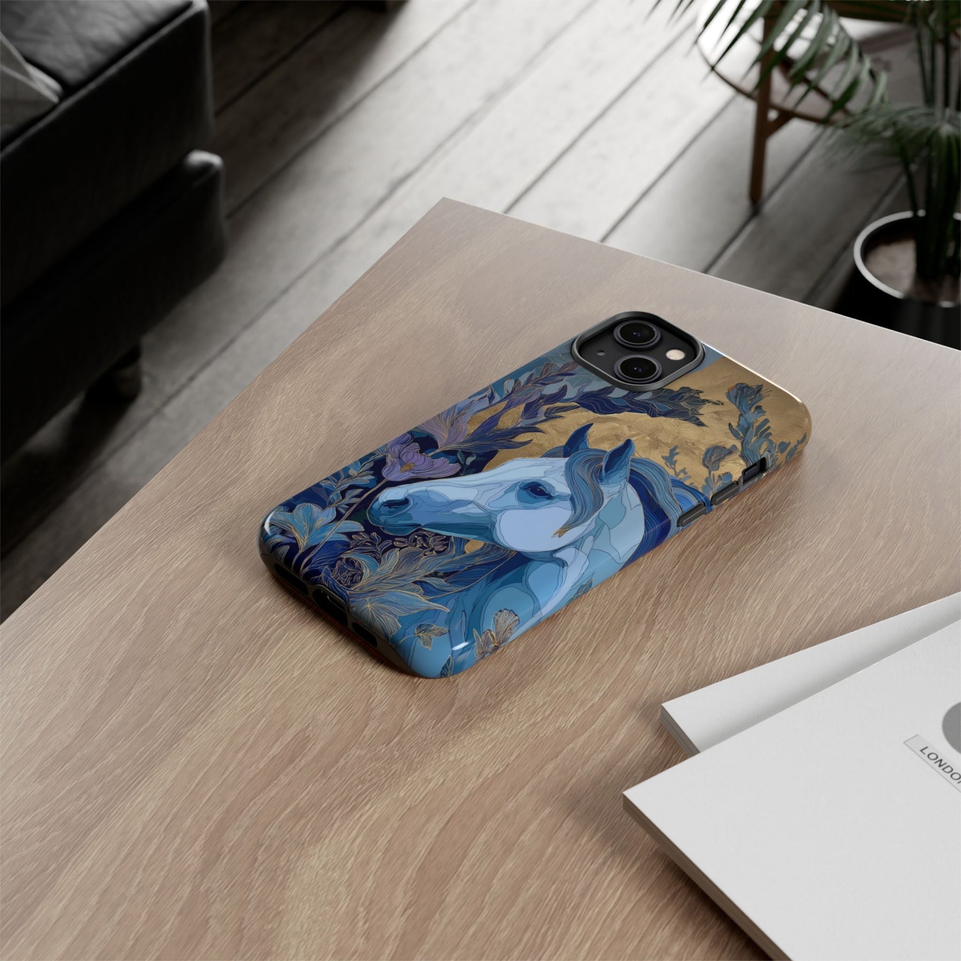 Elegant Horse iPhone Case - Floral Design With White Horse, Unique Gift - FlooredByArt