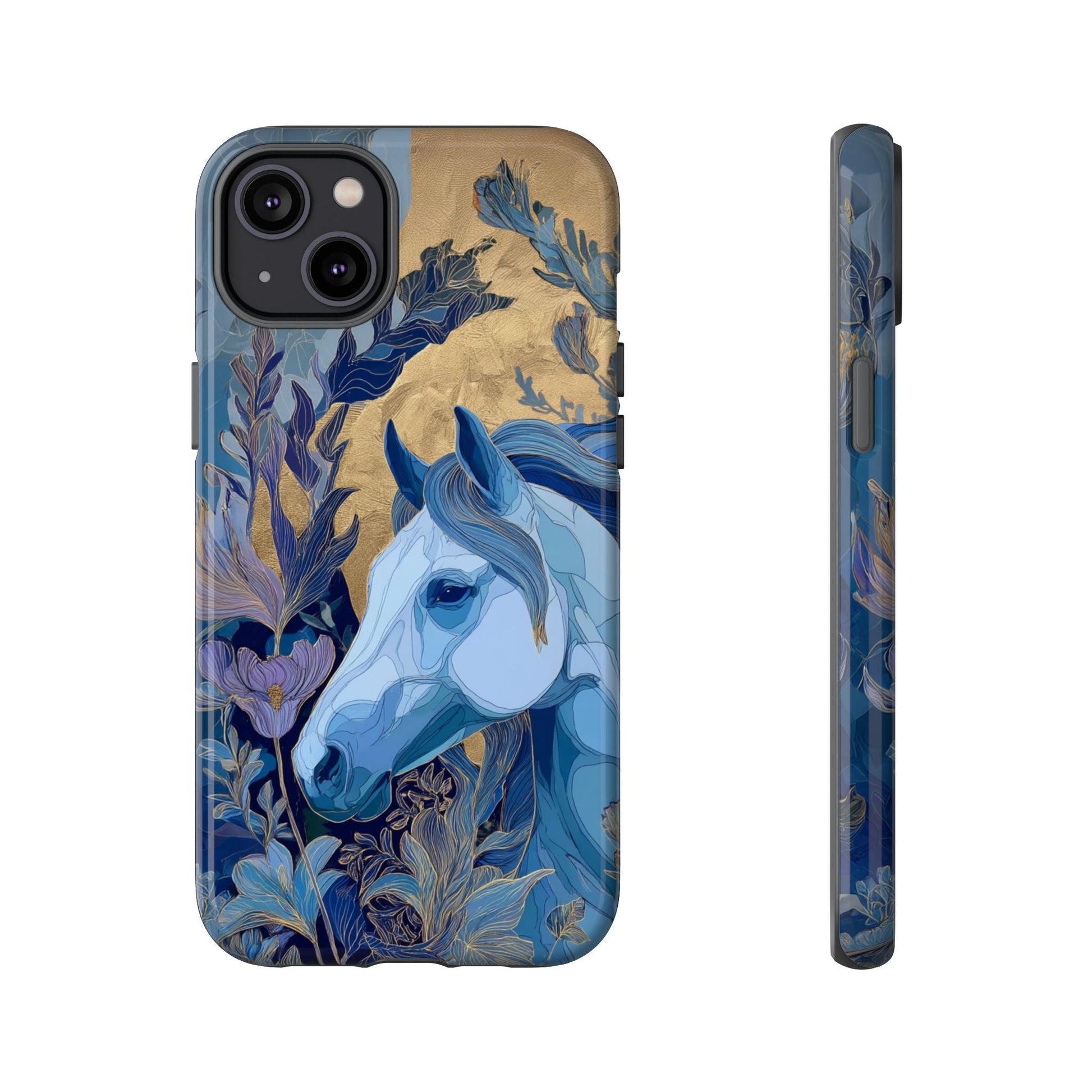 Elegant Horse iPhone Case - Floral Design With White Horse, Unique Gift - FlooredByArt