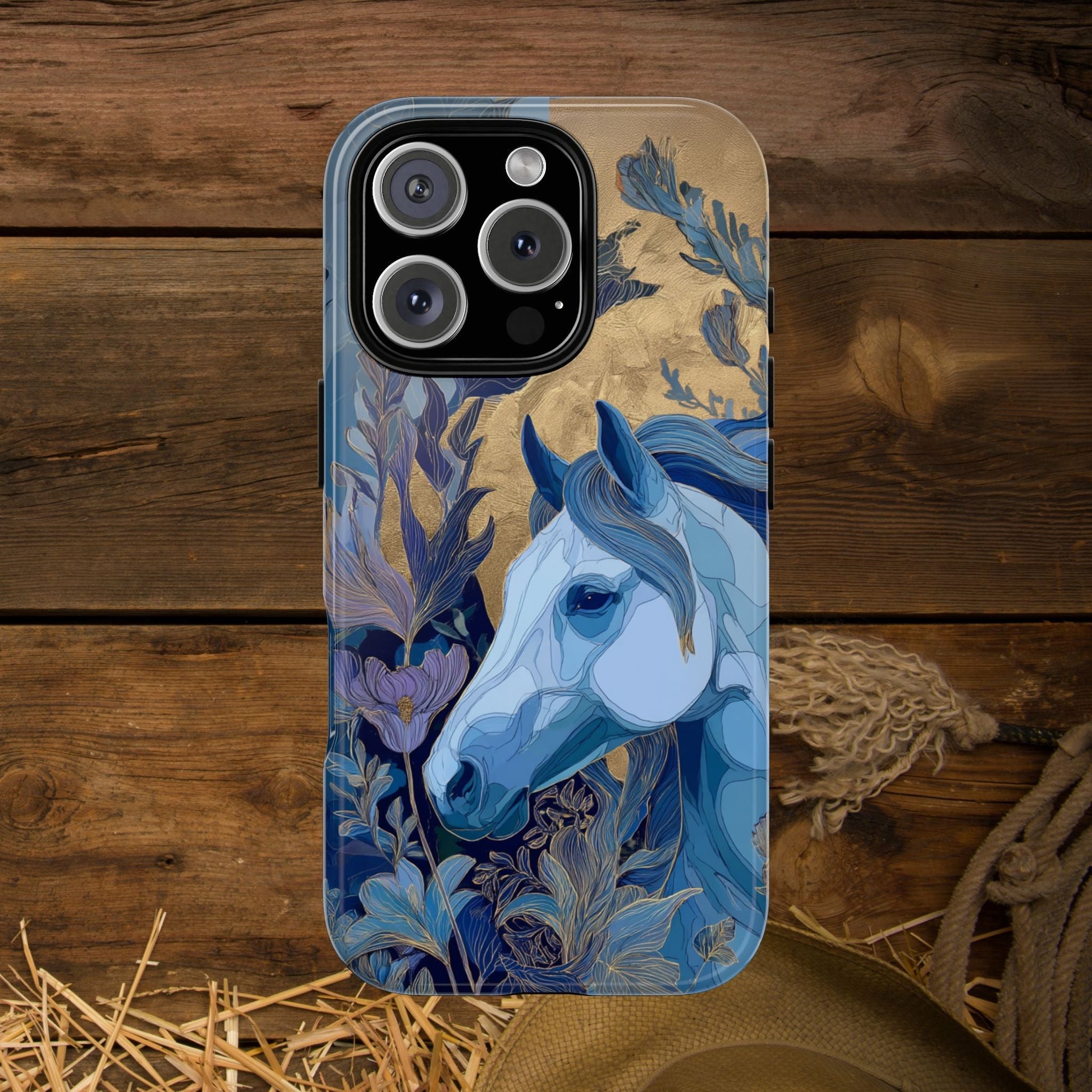 Elegant Horse iPhone Case - Floral Design With White Horse, Unique Gift - FlooredByArt