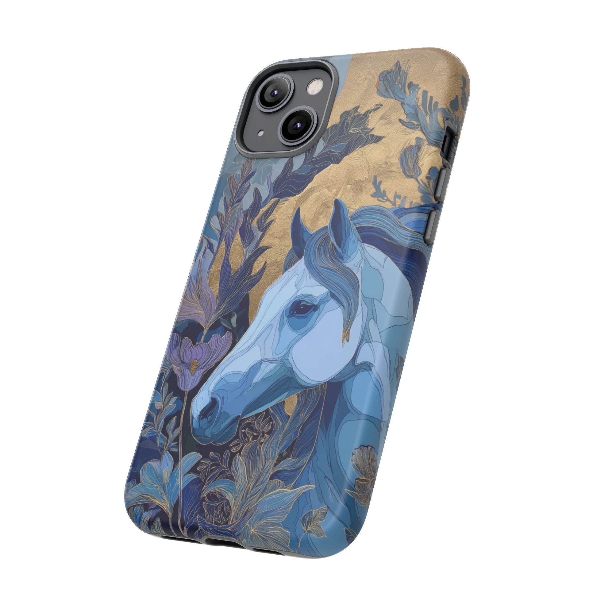 Elegant Horse iPhone Case - Floral Design With White Horse, Unique Gift - FlooredByArt