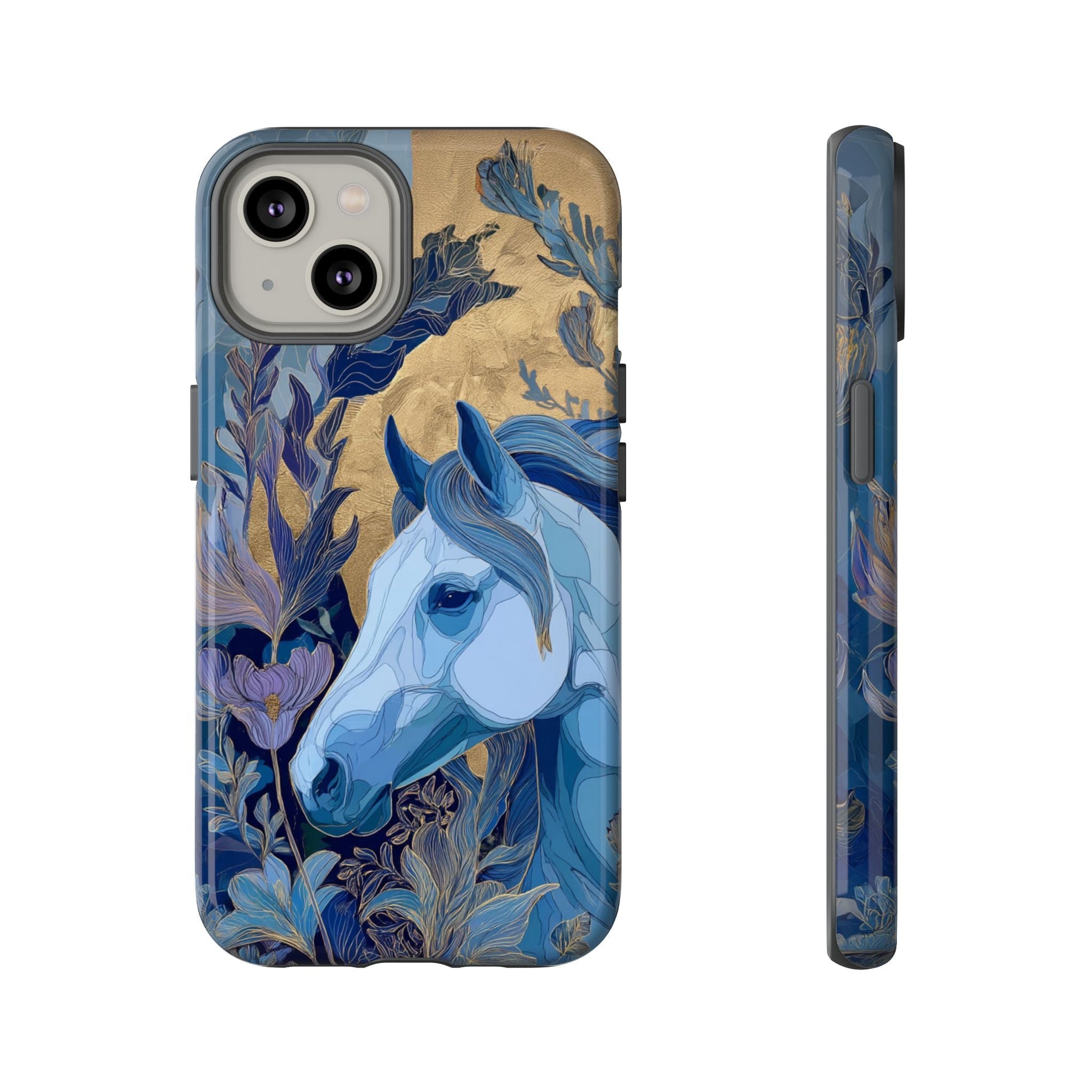 Elegant Horse iPhone Case - Floral Design With White Horse, Unique Gift - FlooredByArt