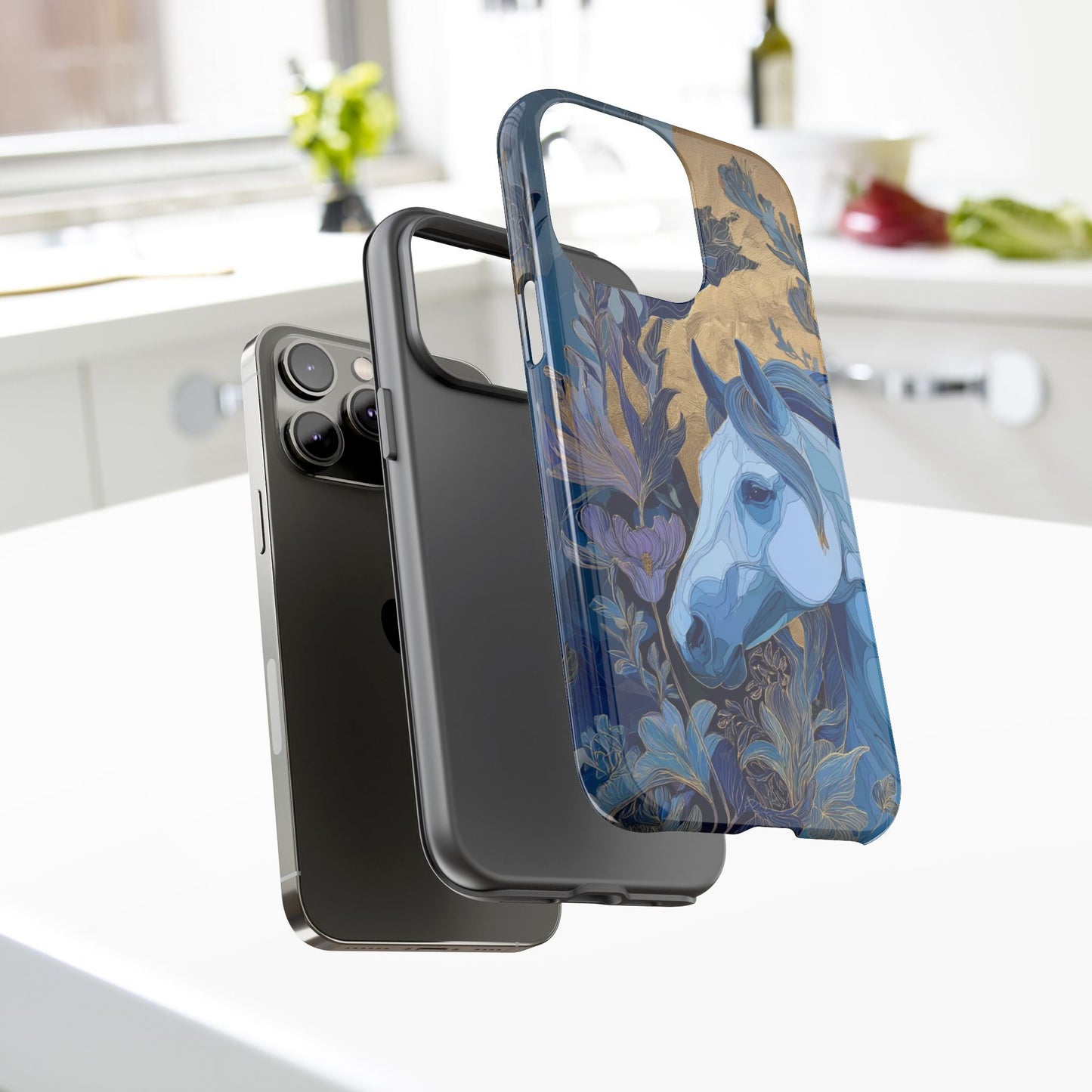 Elegant Horse iPhone Case - Floral Design With White Horse, Unique Gift - FlooredByArt