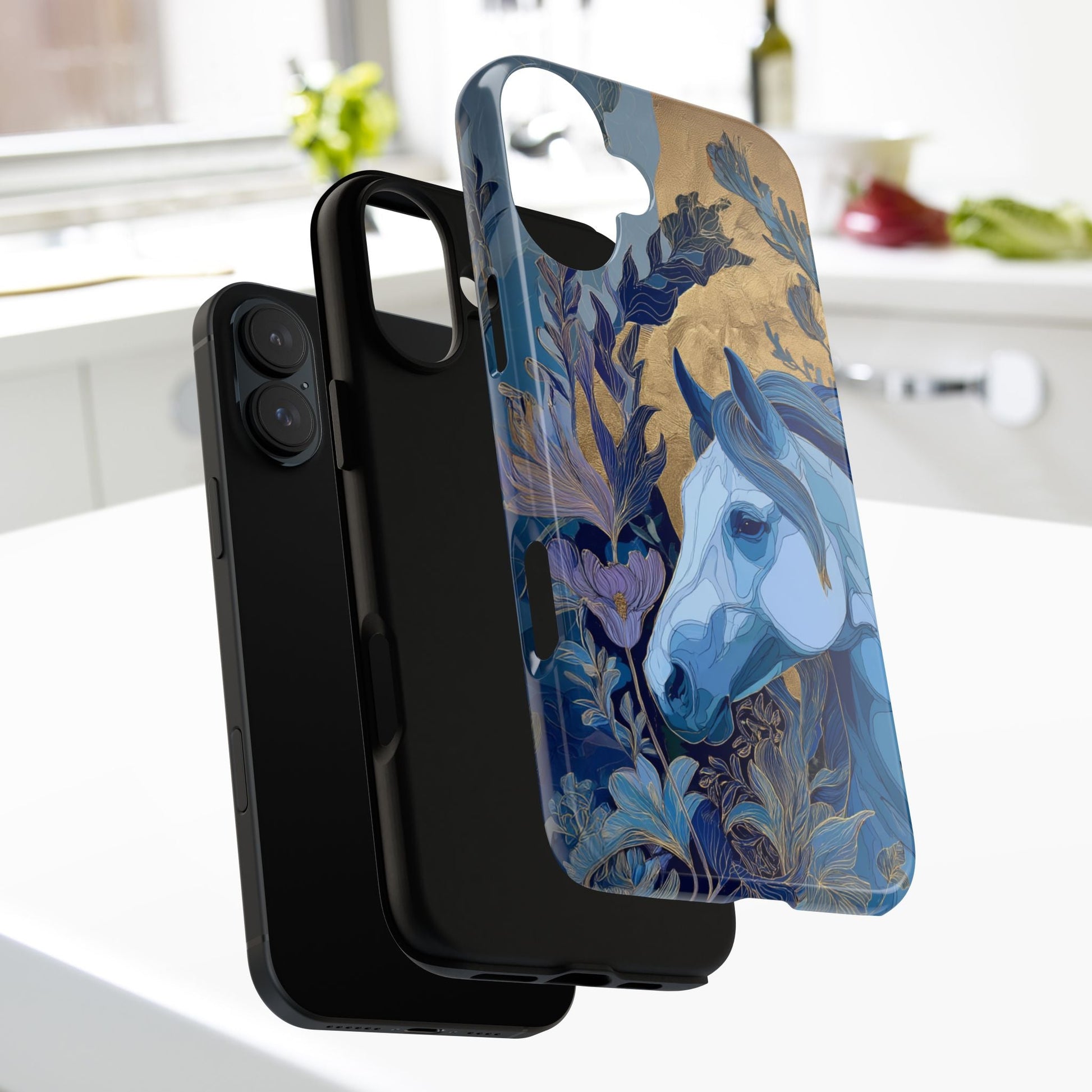 Elegant Horse iPhone Case - Floral Design With White Horse, Unique Gift - FlooredByArt