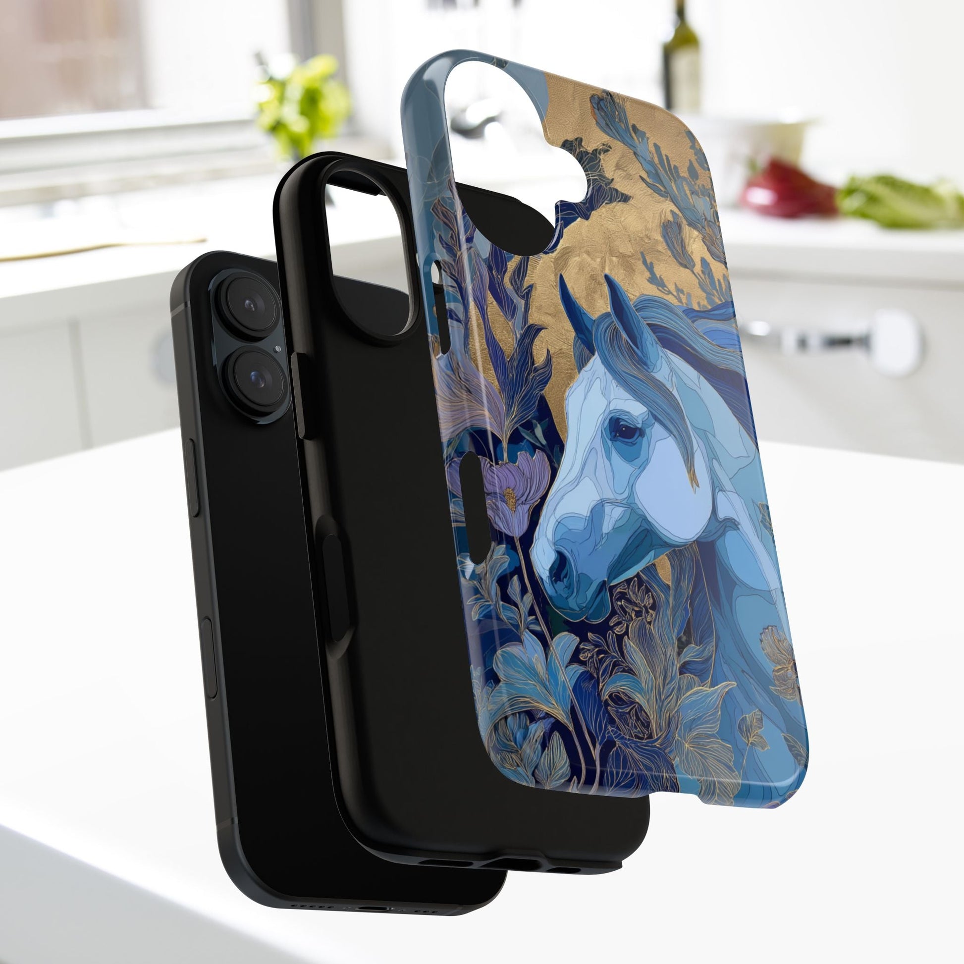 Elegant Horse iPhone Case - Floral Design With White Horse, Unique Gift - FlooredByArt