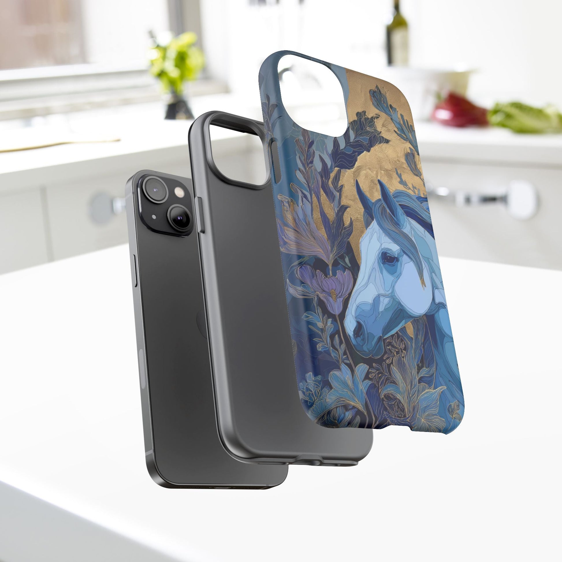 Elegant Horse iPhone Case - Floral Design With White Horse, Unique Gift - FlooredByArt