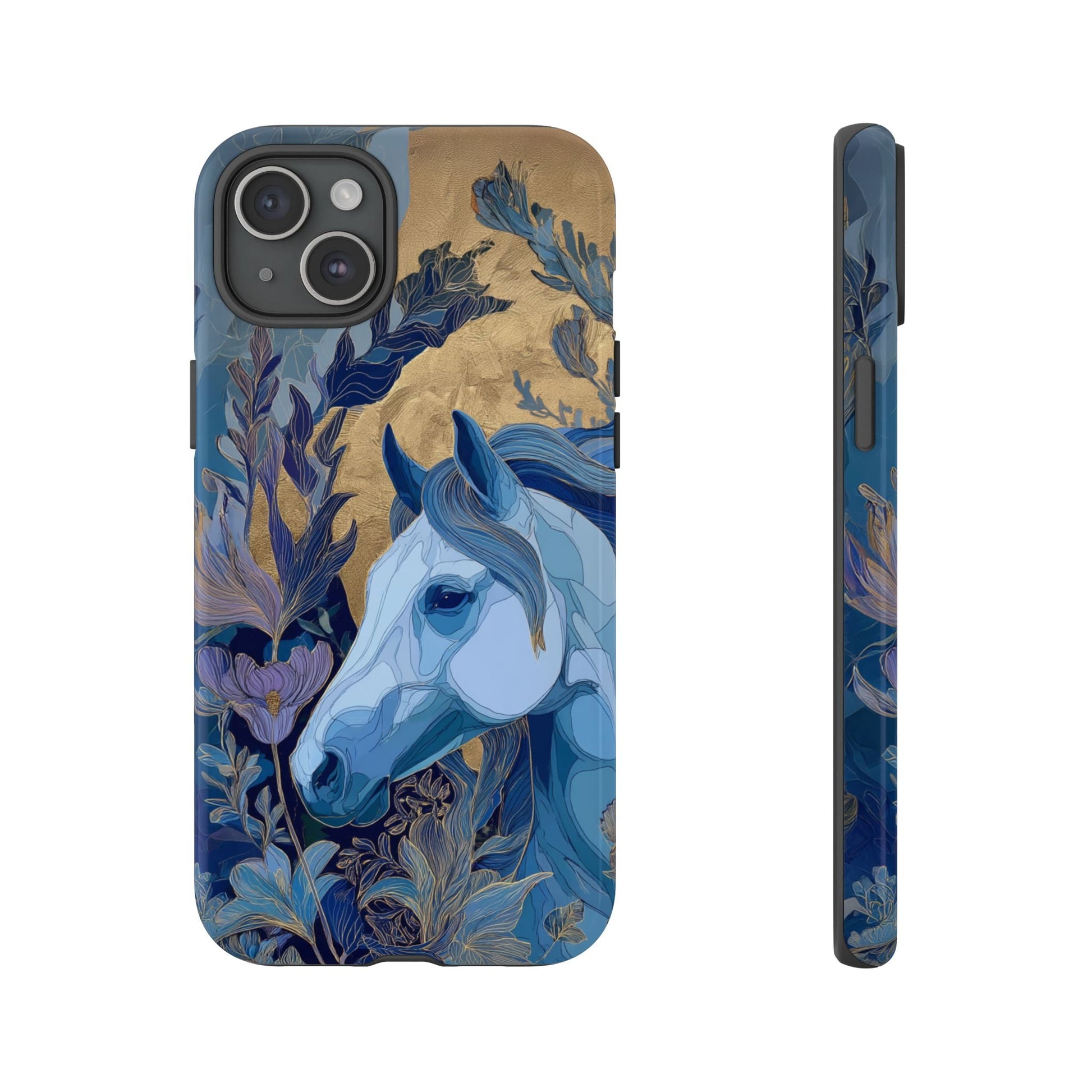 Elegant Horse iPhone Case - Floral Design With White Horse, Unique Gift - FlooredByArt