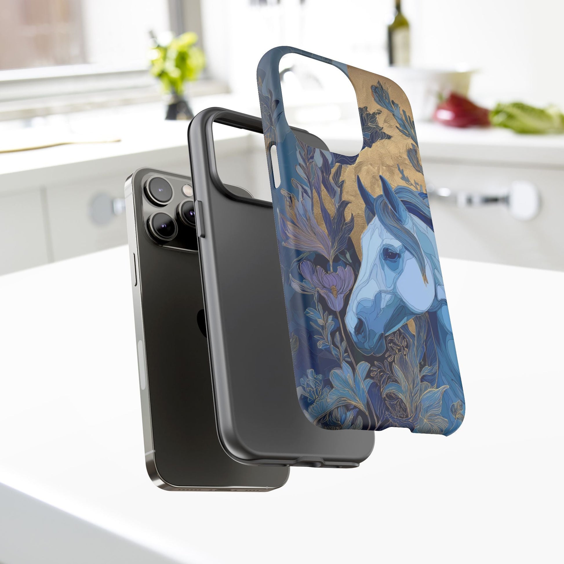 Elegant Horse iPhone Case - Floral Design With White Horse, Unique Gift - FlooredByArt
