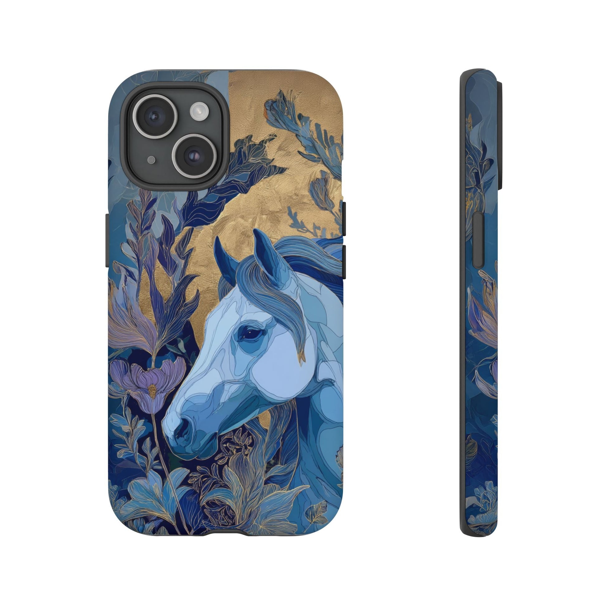 Elegant Horse iPhone Case - Floral Design With White Horse, Unique Gift - FlooredByArt