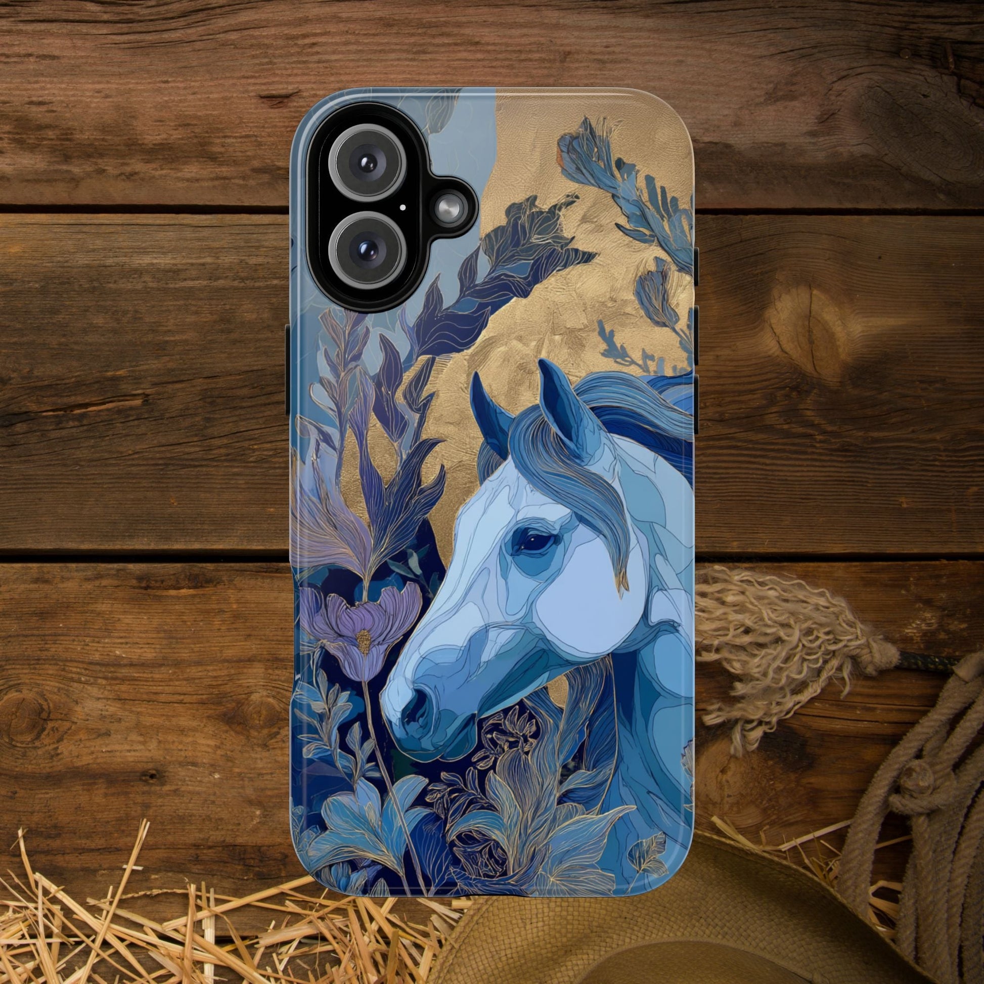 Elegant Horse iPhone Case - Floral Design With White Horse, Unique Gift - FlooredByArt