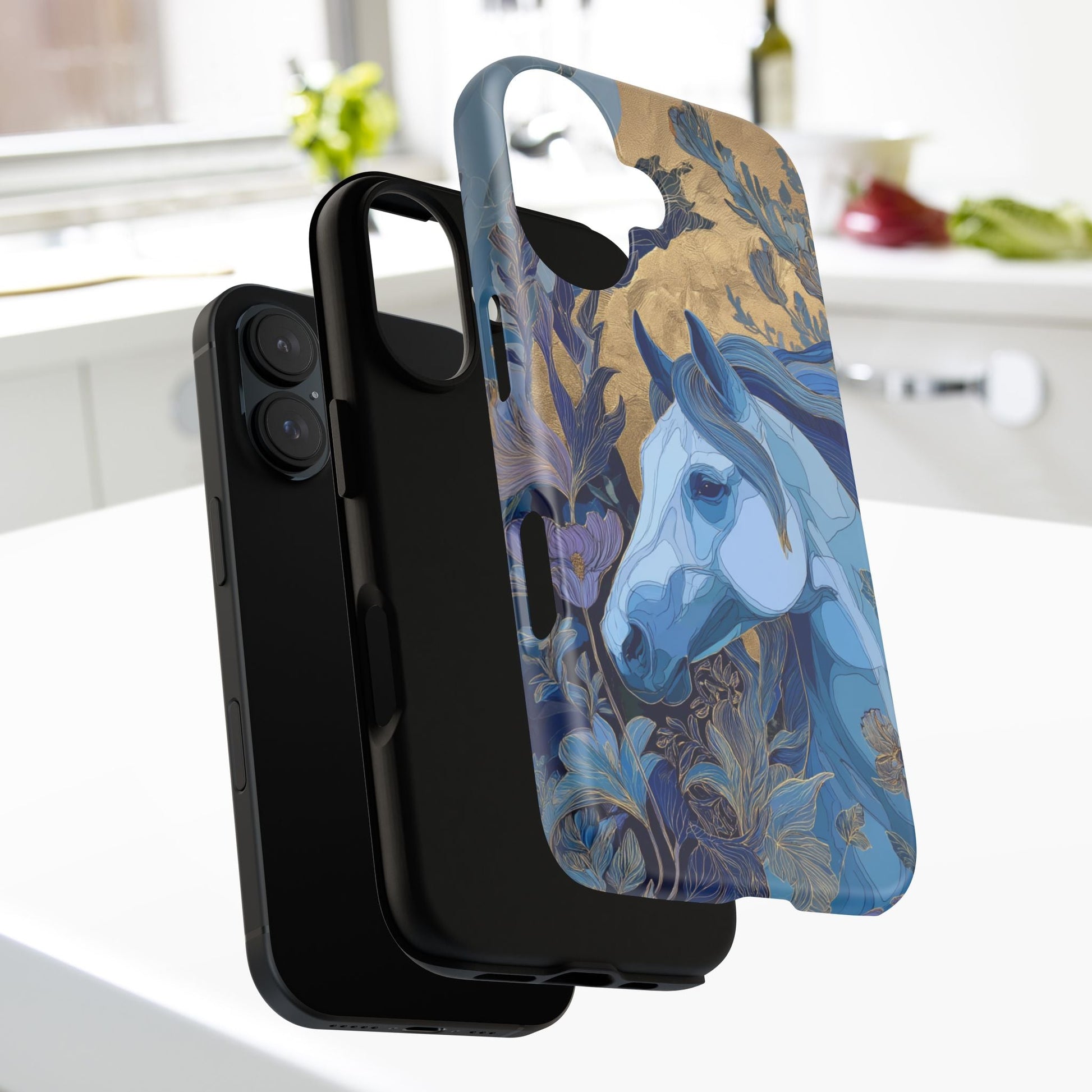 Elegant Horse iPhone Case - Floral Design With White Horse, Unique Gift - FlooredByArt
