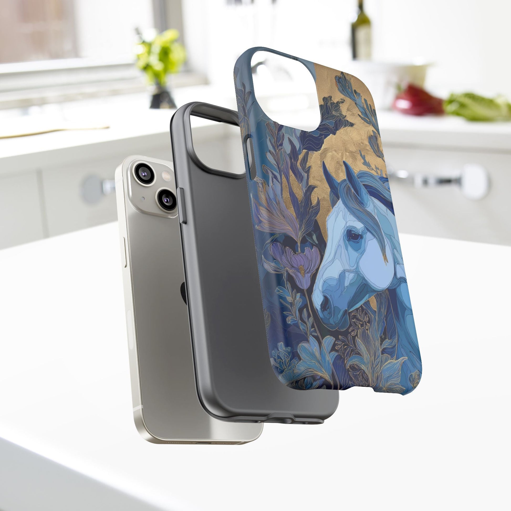 Elegant Horse iPhone Case - Floral Design With White Horse, Unique Gift - FlooredByArt