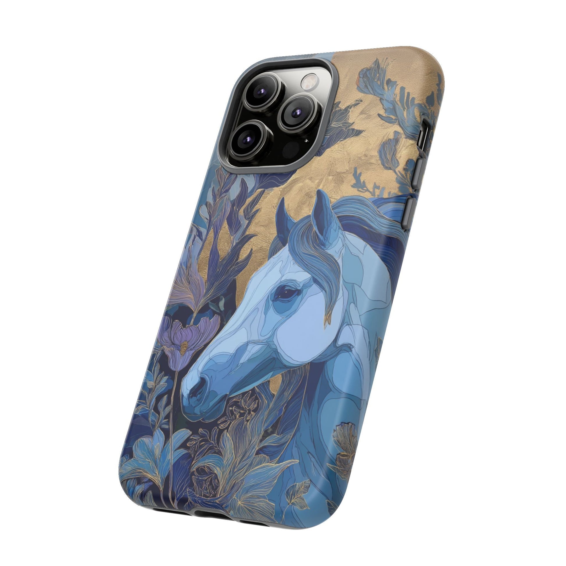 Elegant Horse iPhone Case - Floral Design With White Horse, Unique Gift - FlooredByArt