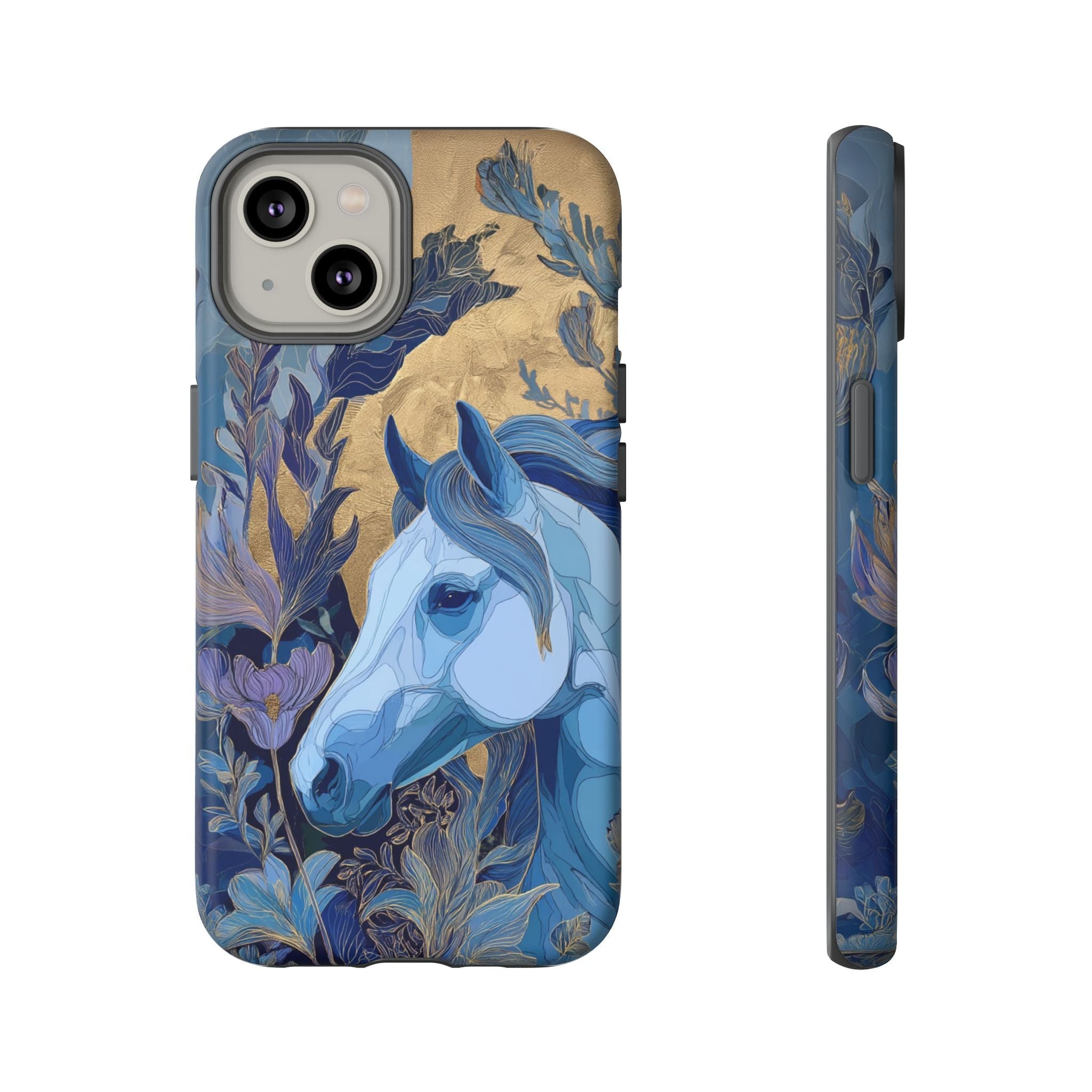 Elegant Horse iPhone Case - Floral Design With White Horse, Unique Gift - FlooredByArt