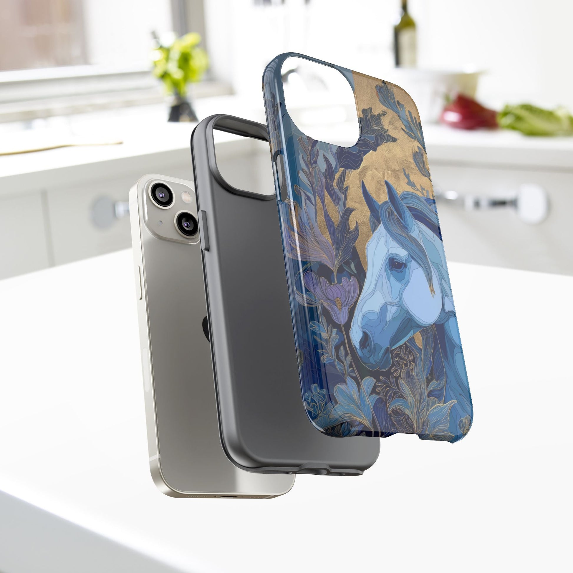Elegant Horse iPhone Case - Floral Design With White Horse, Unique Gift - FlooredByArt