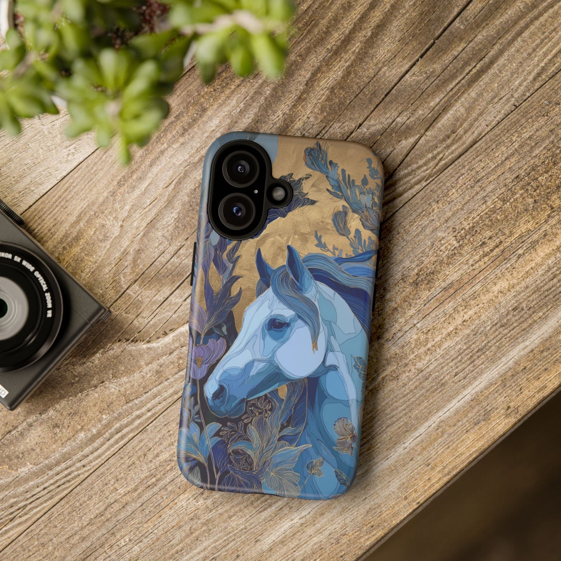 Elegant Horse iPhone Case - Floral Design With White Horse, Unique Gift - FlooredByArt