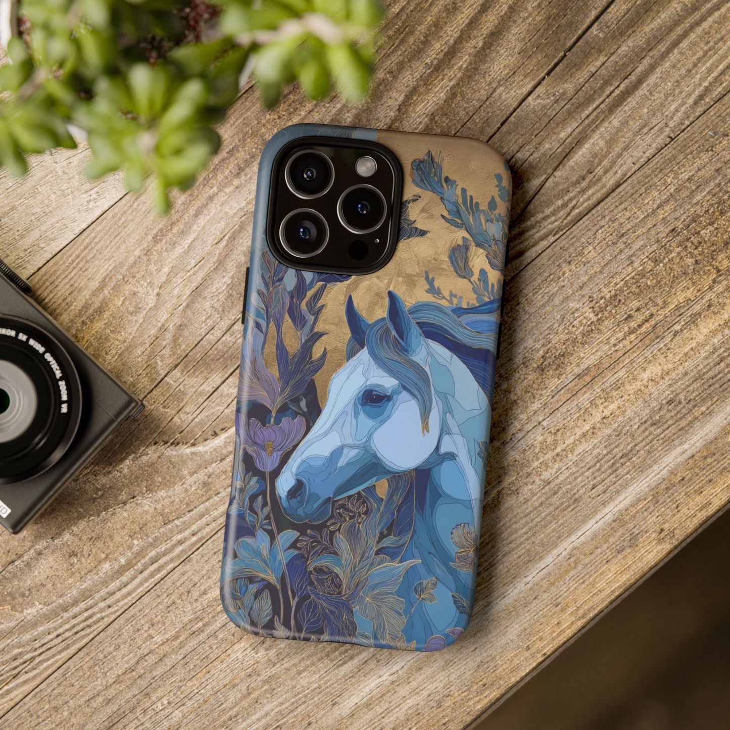Elegant Horse iPhone Case - Floral Design With White Horse, Unique Gift - FlooredByArt