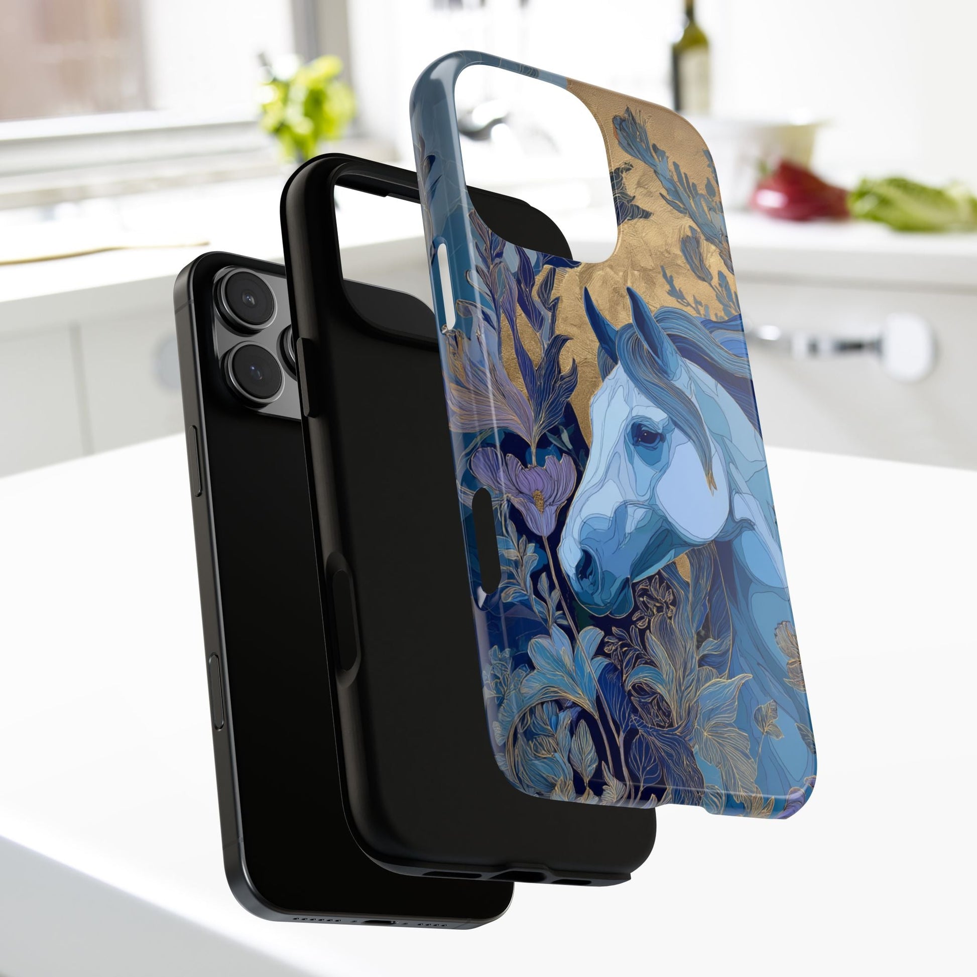 Elegant Horse iPhone Case - Floral Design With White Horse, Unique Gift - FlooredByArt