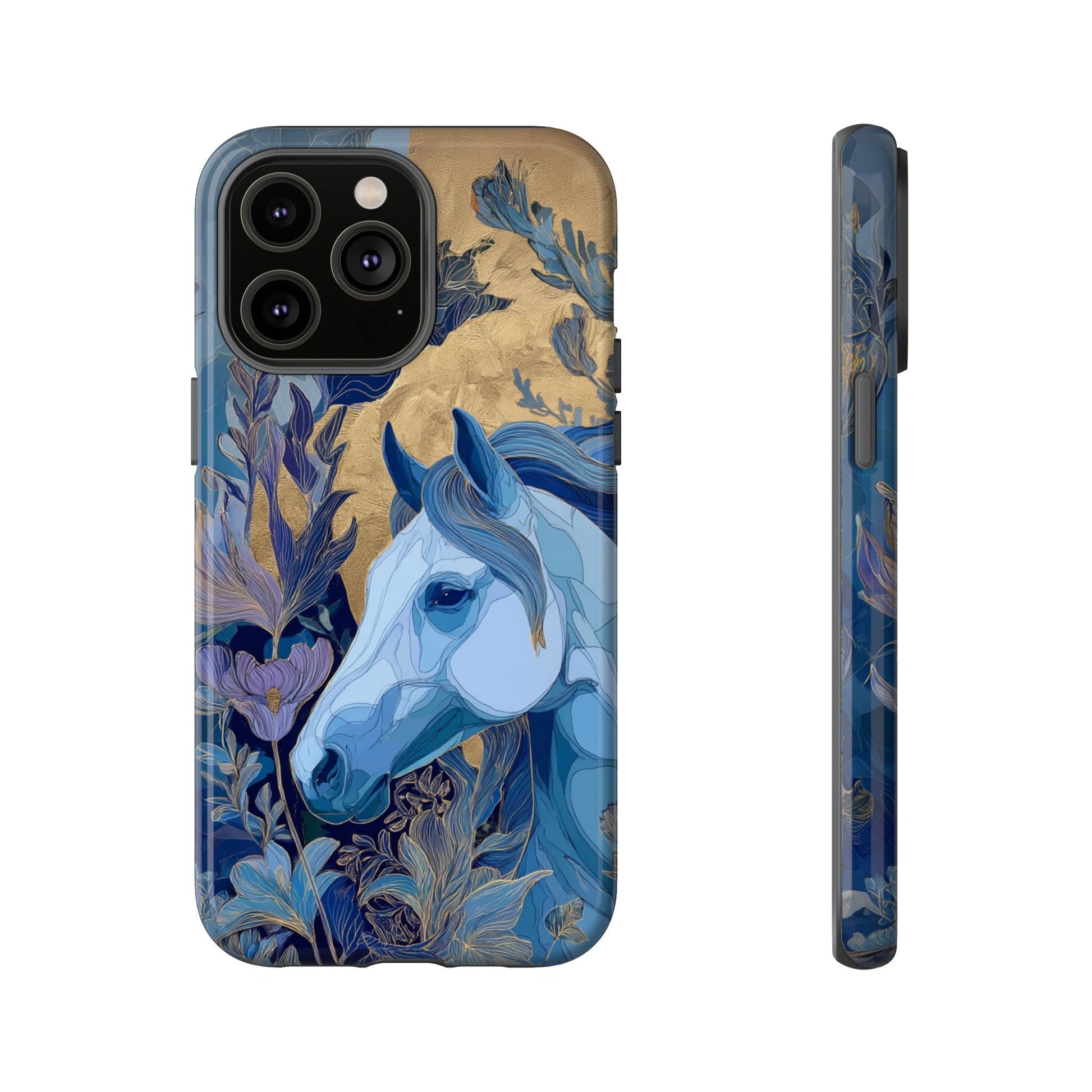 Elegant Horse iPhone Case - Floral Design With White Horse, Unique Gift - FlooredByArt