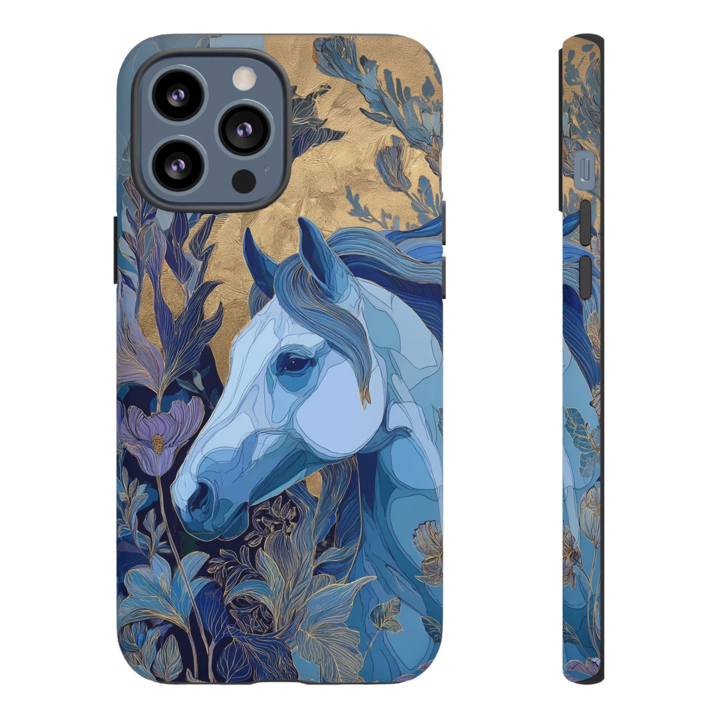 Elegant Horse iPhone Case - Floral Design With White Horse, Unique Gift - FlooredByArt