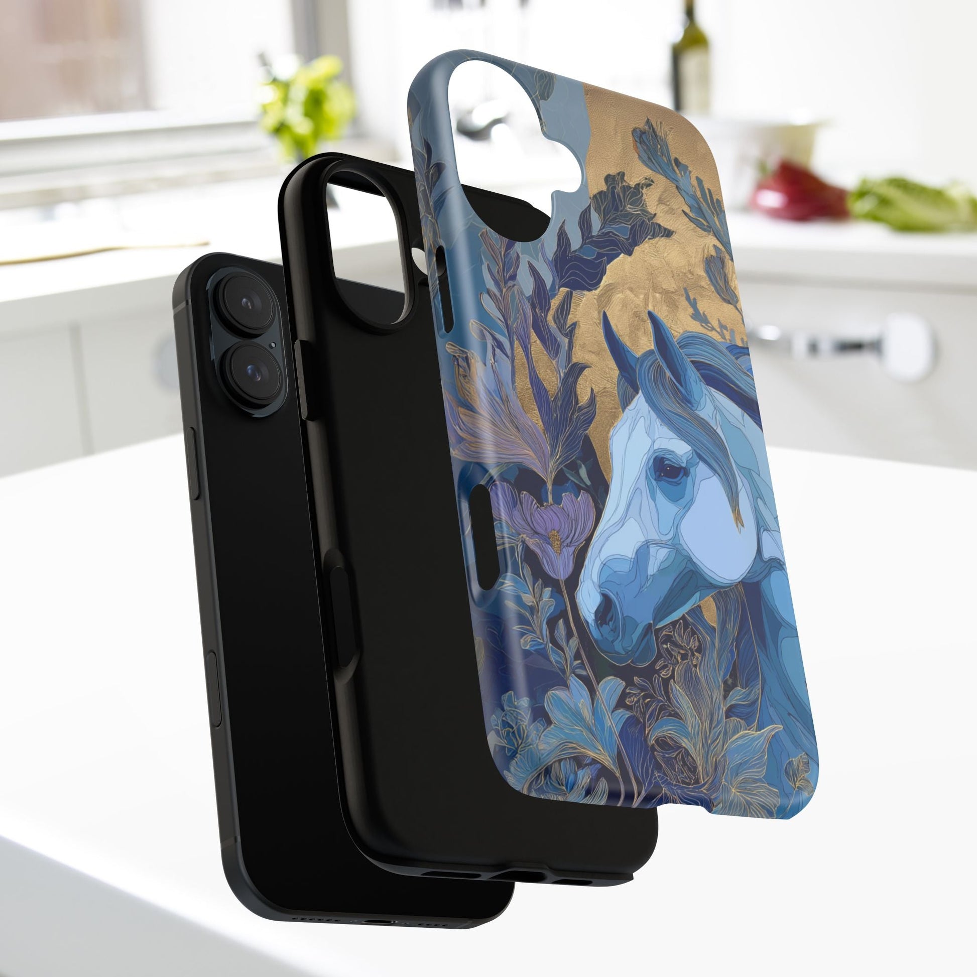 Elegant Horse iPhone Case - Floral Design With White Horse, Unique Gift - FlooredByArt