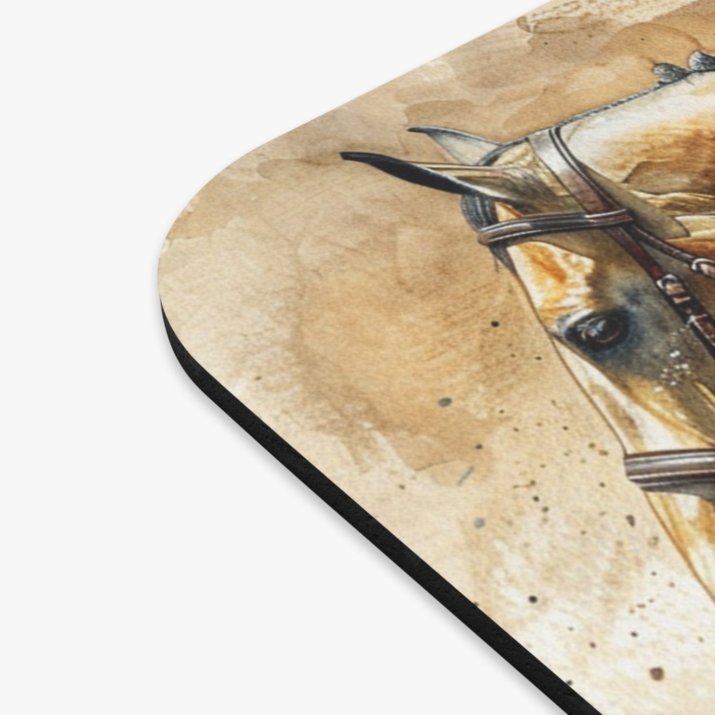 English Rider Horse Mouse Pad, Watercolor Print, Saddled Horse in Brown - FlooredByArt