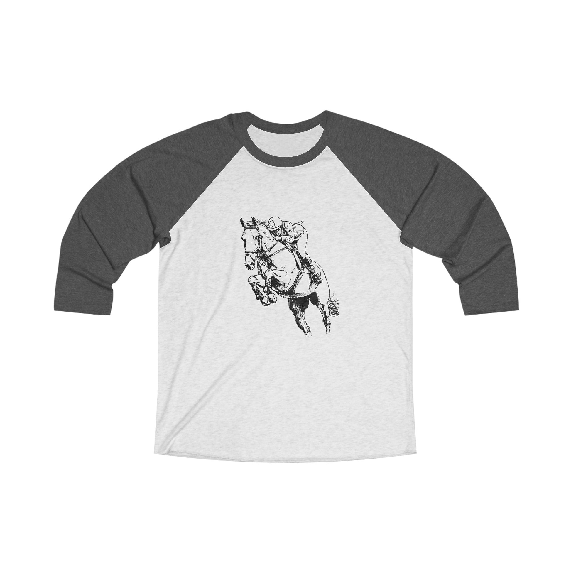 Equestrian Hunter Jumper Ragland T-shirt, Two color Baseball Shirt, Equestrian Horse Shirt, Equestrian Gift, Show Jumping, HorseLover Shirt - FlooredByArt