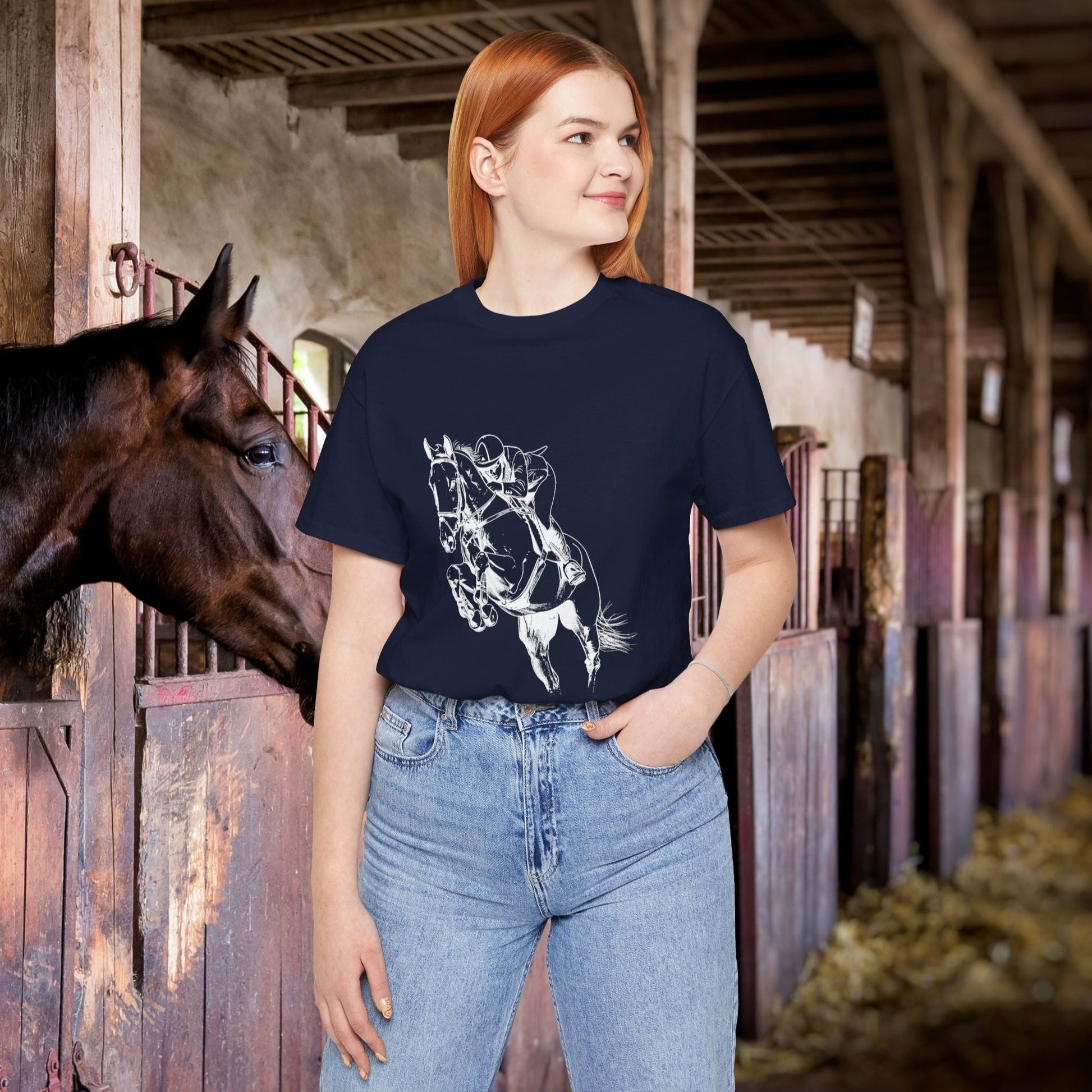 Equestrian T-Shirt - Hunter Jumper Horse Tee, English Riding Apparel - FlooredByArt