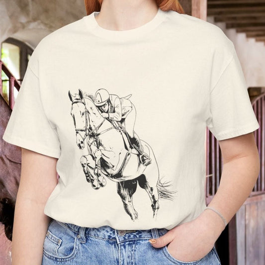 Equestrian T-Shirt - Hunter Jumper Horse Tee, English Riding Apparel - FlooredByArt