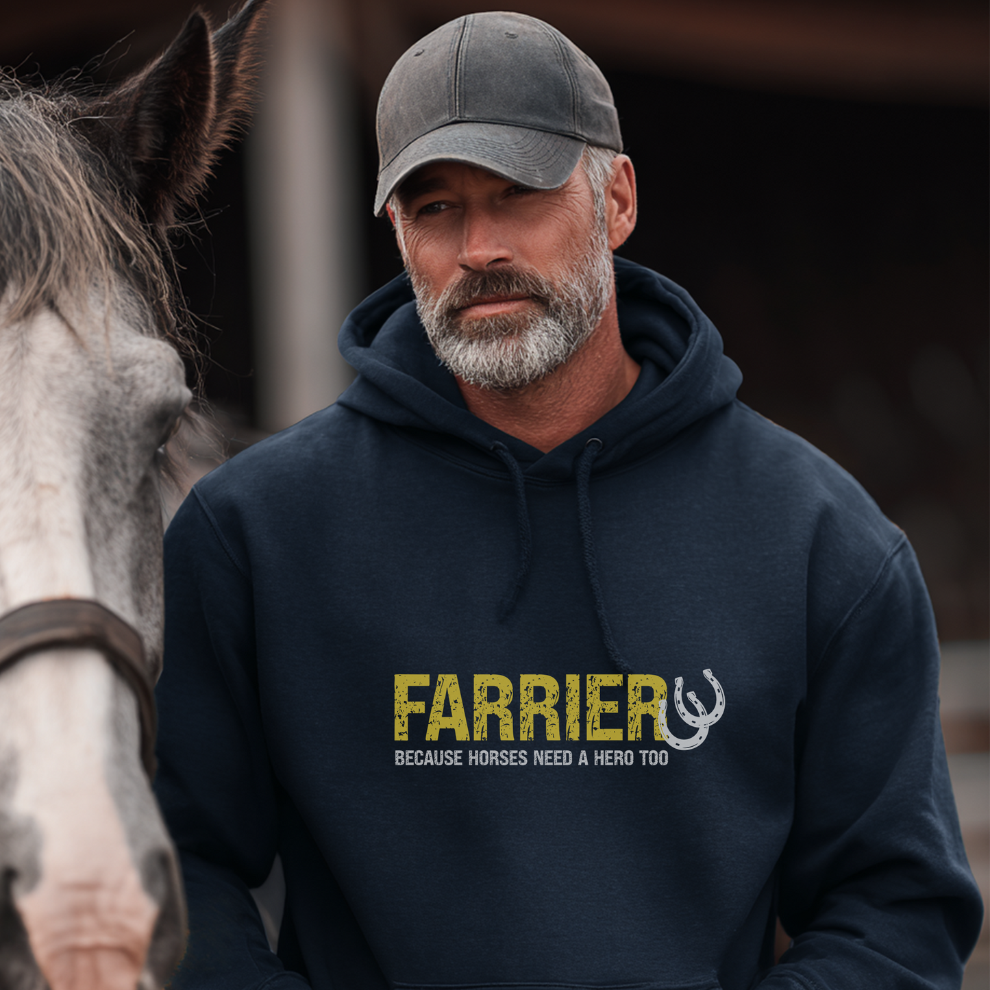 Farrier Hoodie – "Because Horses Need a Hero Too" Pullover for Farriers & Equestrian Fans