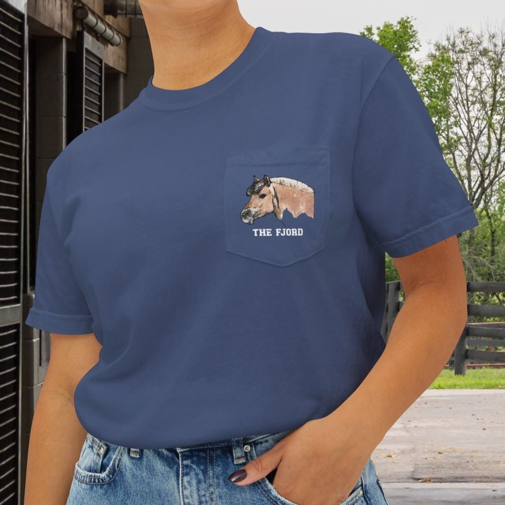 Fjord Horse Pocket T-Shirt – Comfort Colors Norwegian Fjord Art Tee - FlooredByArt