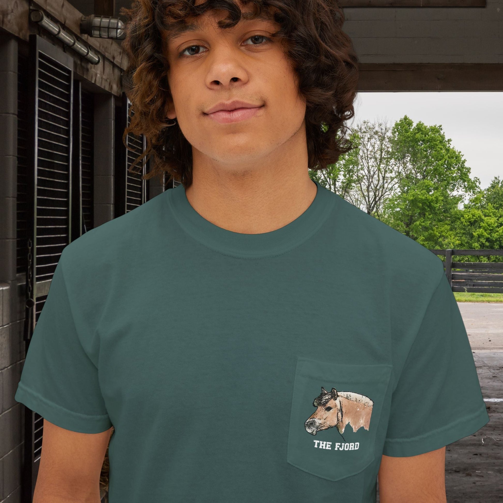 Fjord Horse Pocket T-Shirt – Comfort Colors Norwegian Fjord Art Tee - FlooredByArt