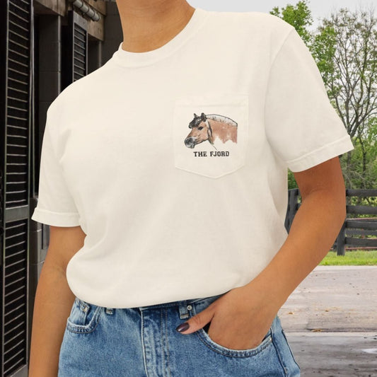 Fjord Horse Pocket T-Shirt – Comfort Colors Norwegian Fjord Art Tee - FlooredByArt