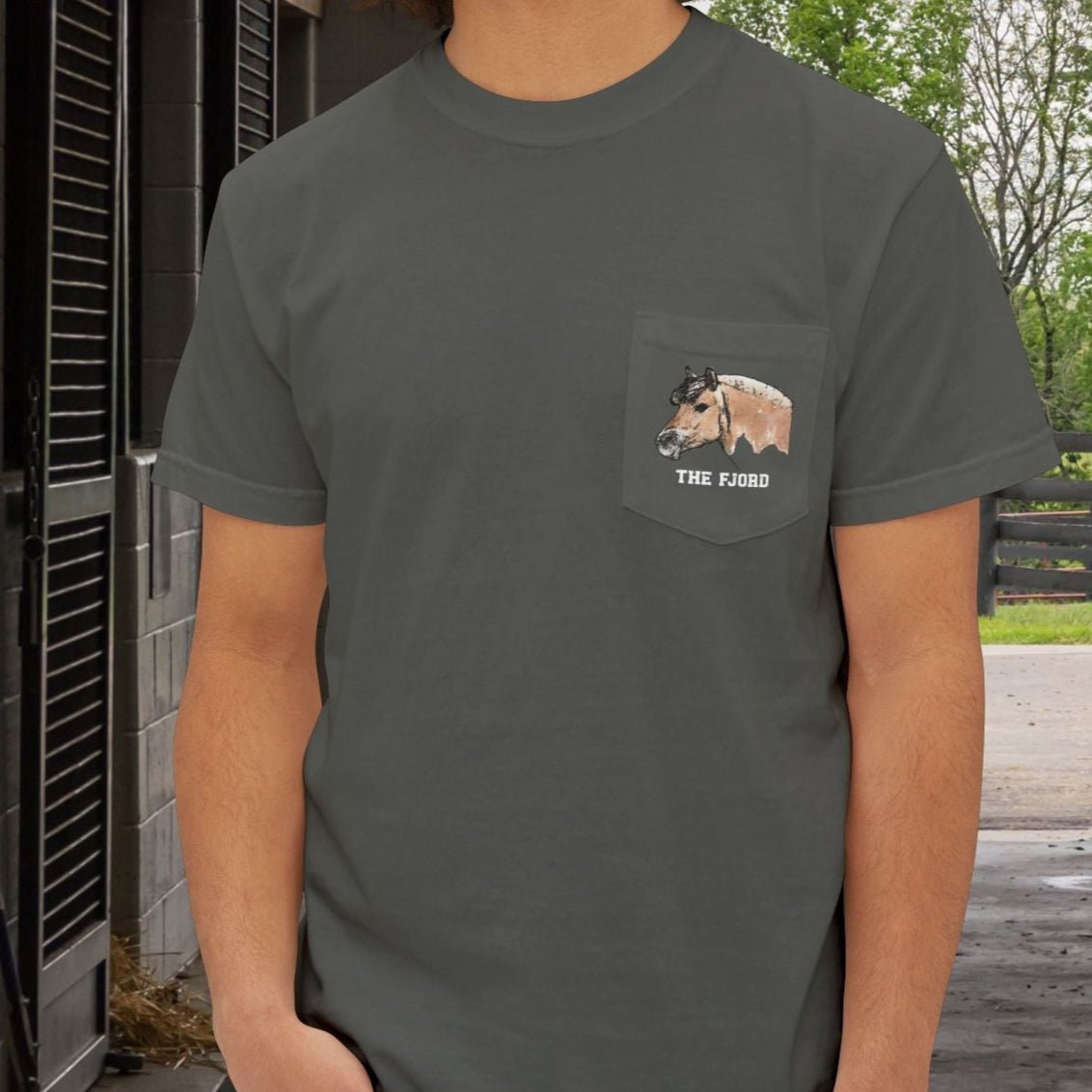 Fjord Horse Pocket T-Shirt – Comfort Colors Norwegian Fjord Art Tee - FlooredByArt