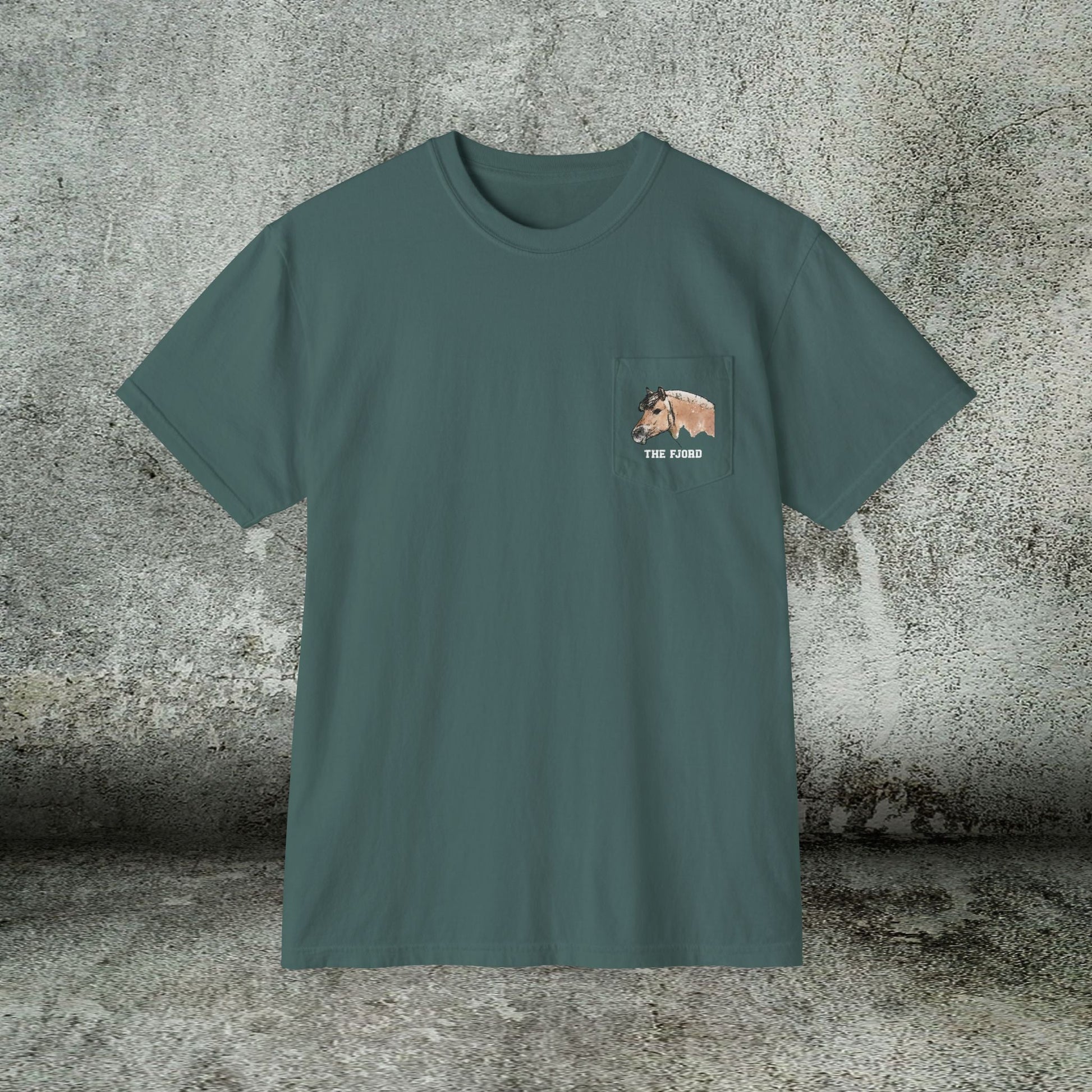 Fjord Horse Pocket T-Shirt – Comfort Colors Norwegian Fjord Art Tee - FlooredByArt