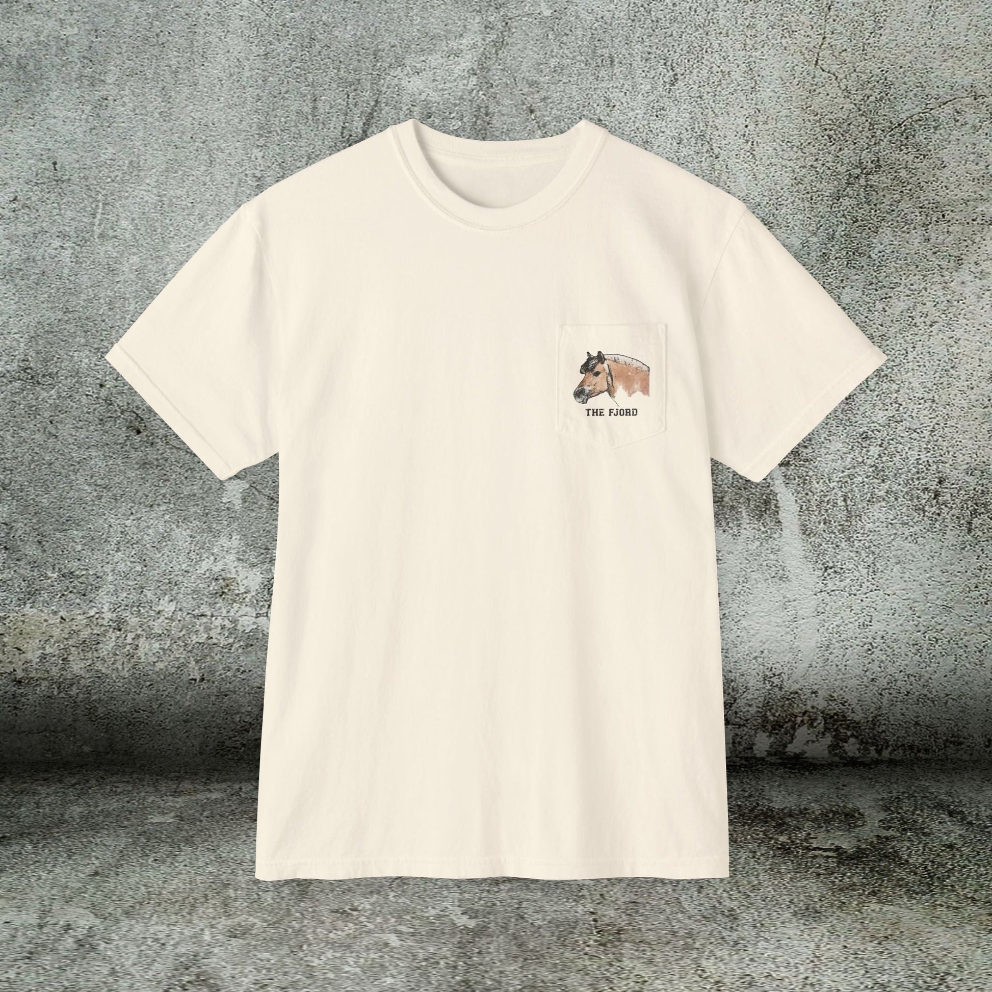Fjord Horse Pocket T-Shirt – Comfort Colors Norwegian Fjord Art Tee - FlooredByArt