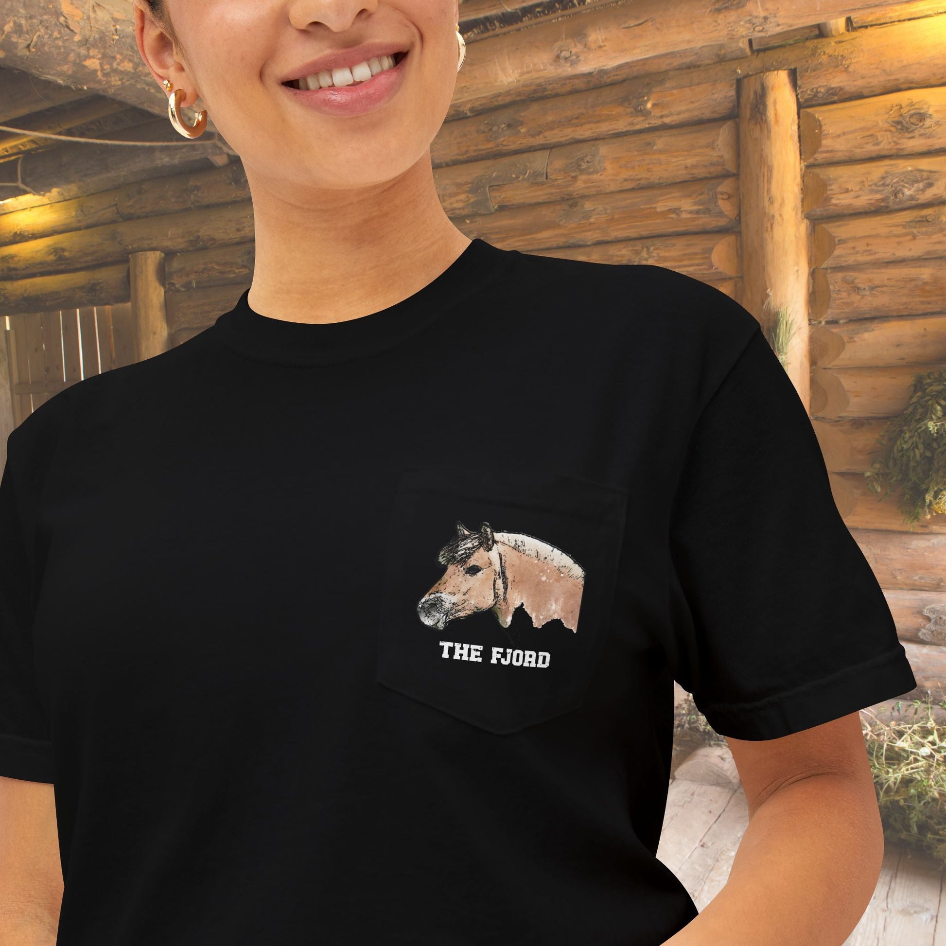 Fjord Horse Pocket T-Shirt – Comfort Colors Norwegian Fjord Art Tee - FlooredByArt